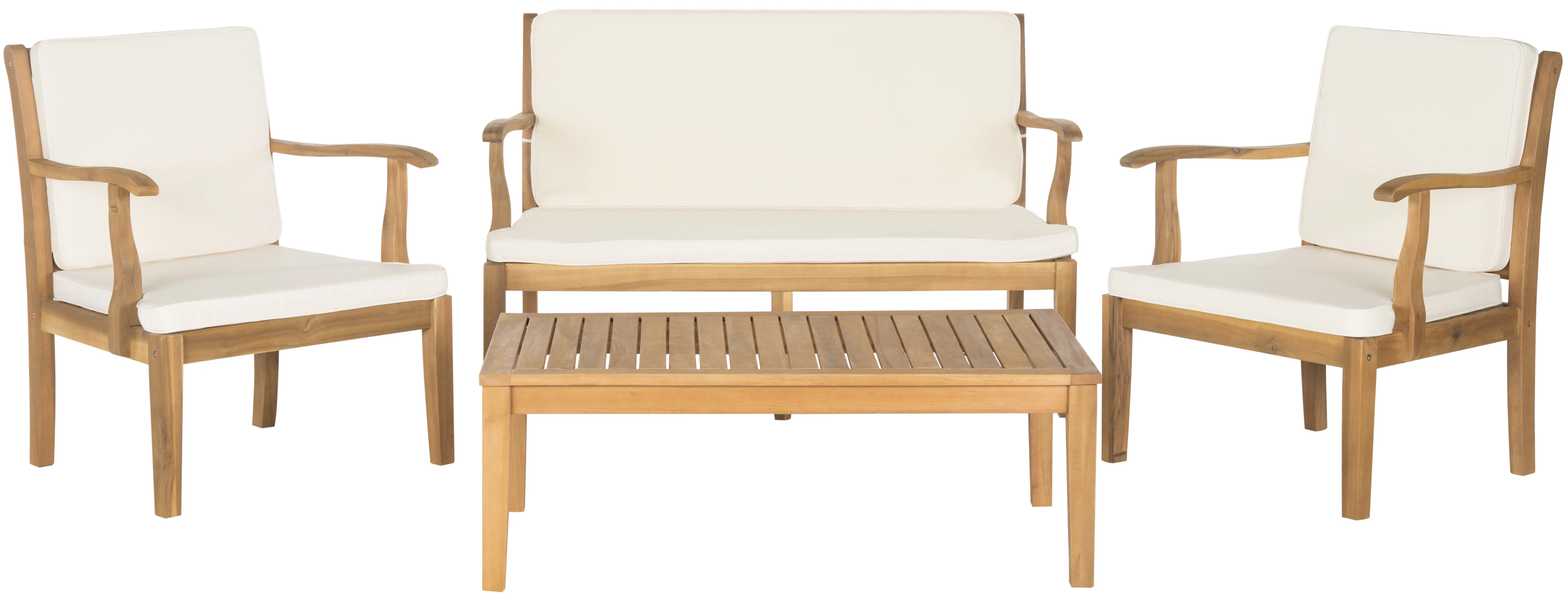 Safavieh Del Mar Outdoor Contemporary 4 Piece Living Set with Cushion