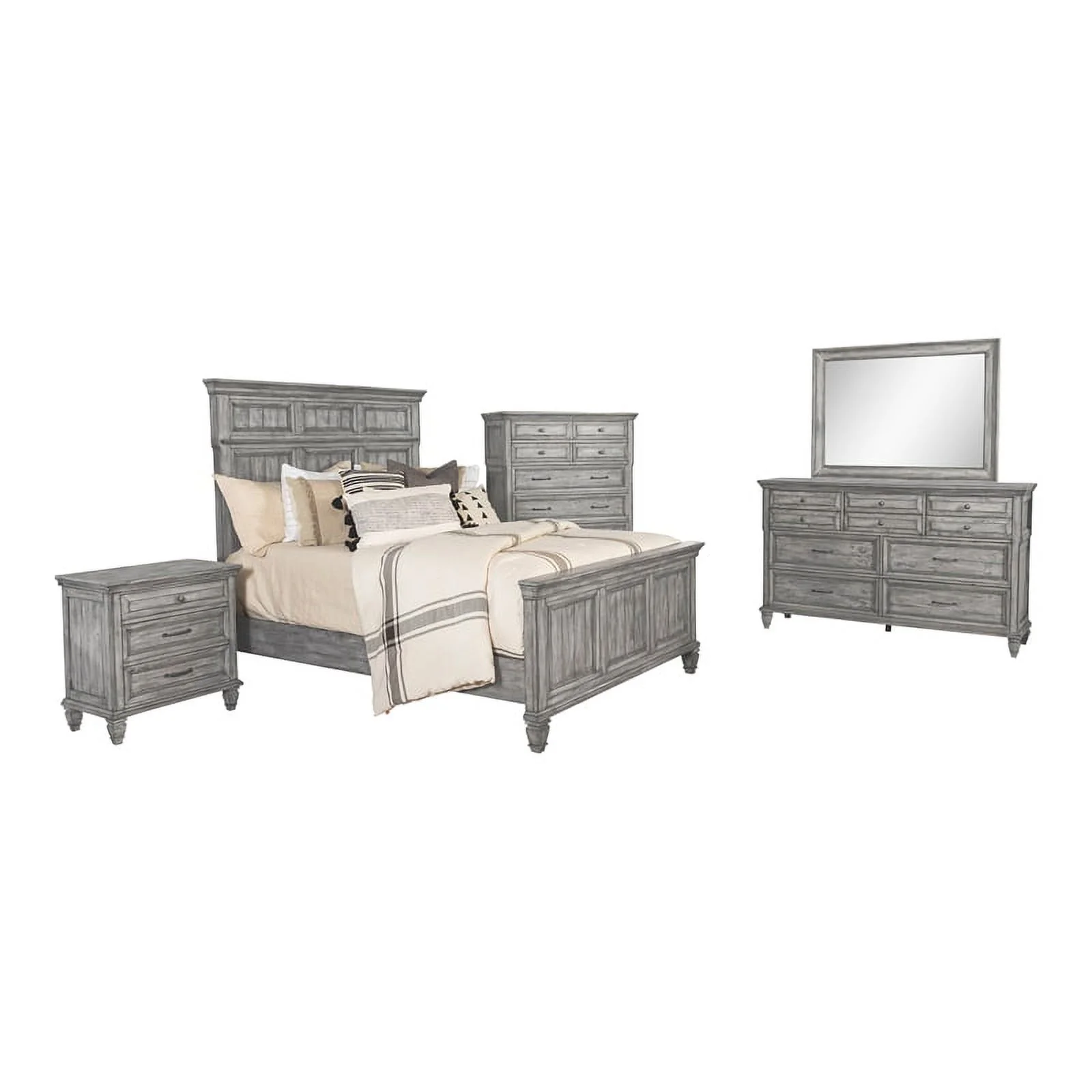 Pemberly Row 5-piece Traditional Wood Queen Panel Bedroom Set Gray