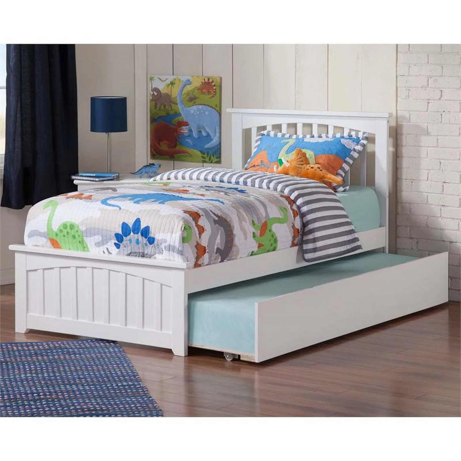 Leo & Lacey Urban Twin Trundle Platform Bed in White
