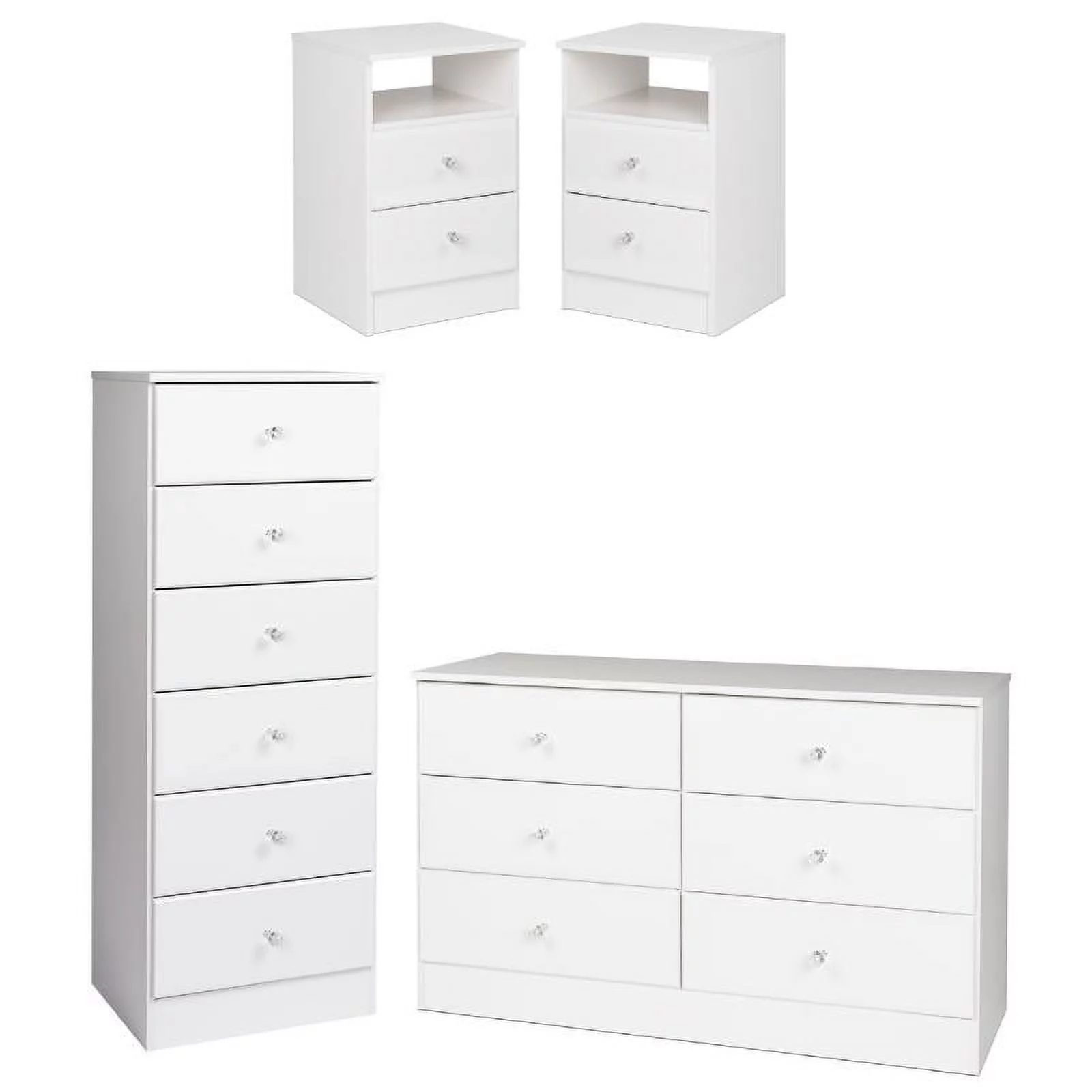 Home Square 4-Piece Set with 2 Nightstands Double Dresser & 6-Drawer Tall Chest
