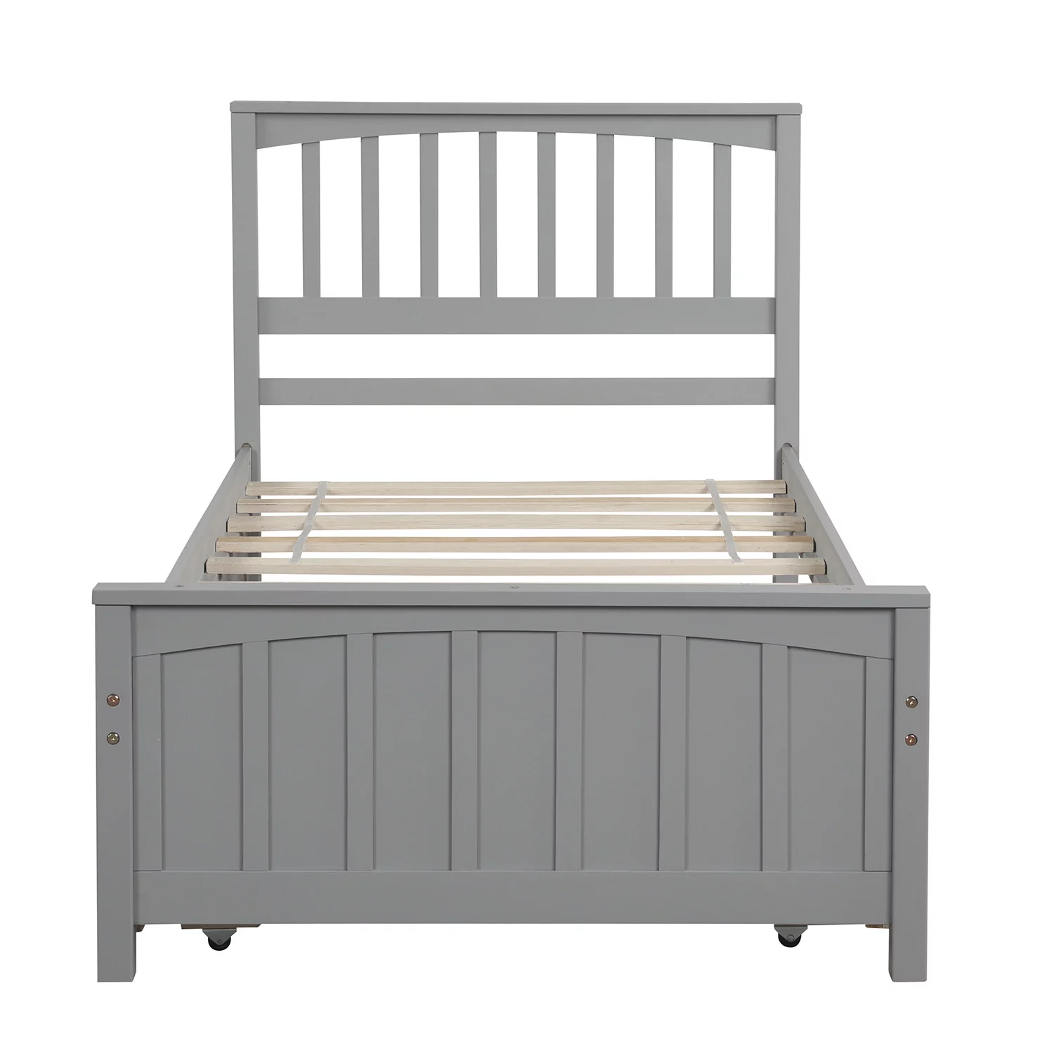 Nestfair Gray Twin Size Platform Bed with Trundle