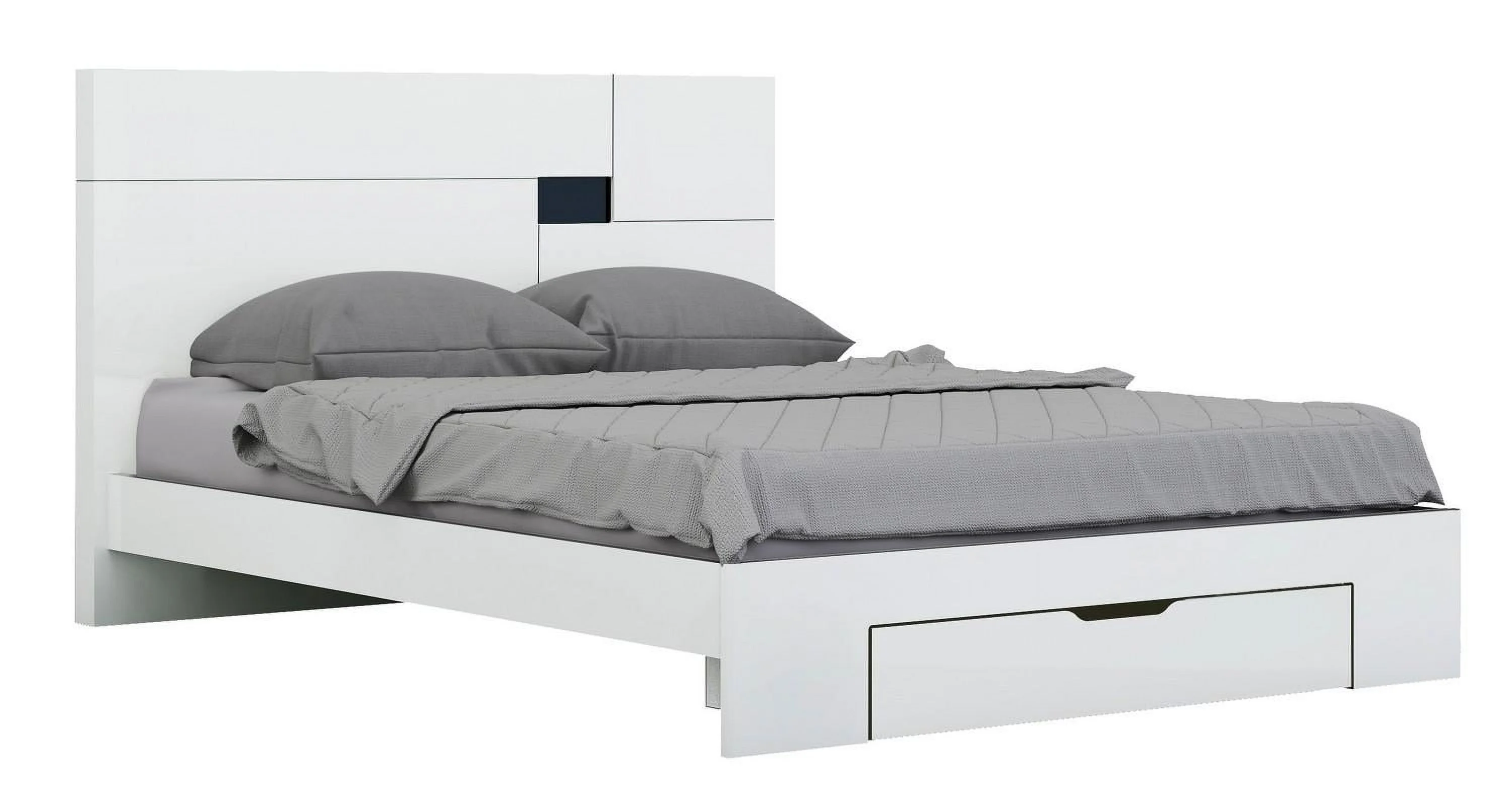 High Gloss Finish Cal King Bedroom Set 4Pcs Modern Global United Aria White