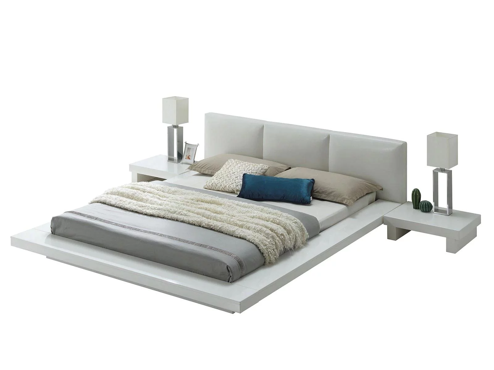 Contemporary White Solid Wood Queen Bedroom Set 6pcs FOA CM7550-Q Christie