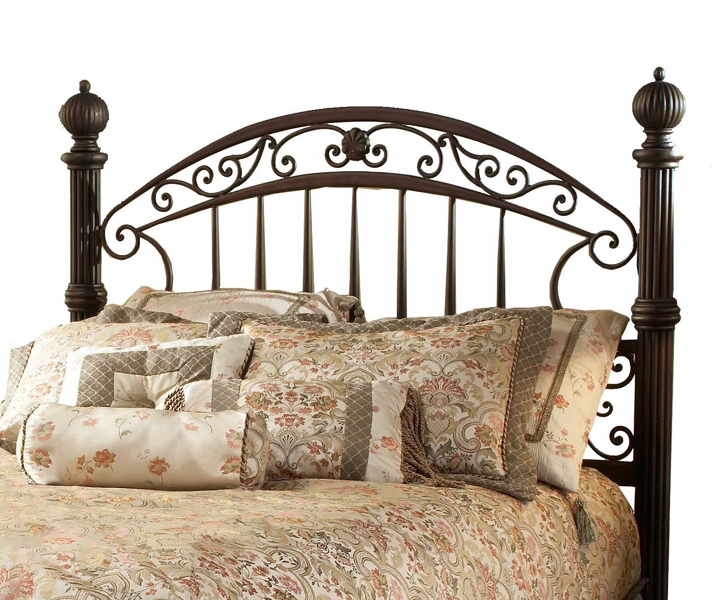 Hillsdale Chesapeake King Metal Poster Spindle Headboard in Rustic Old Brown