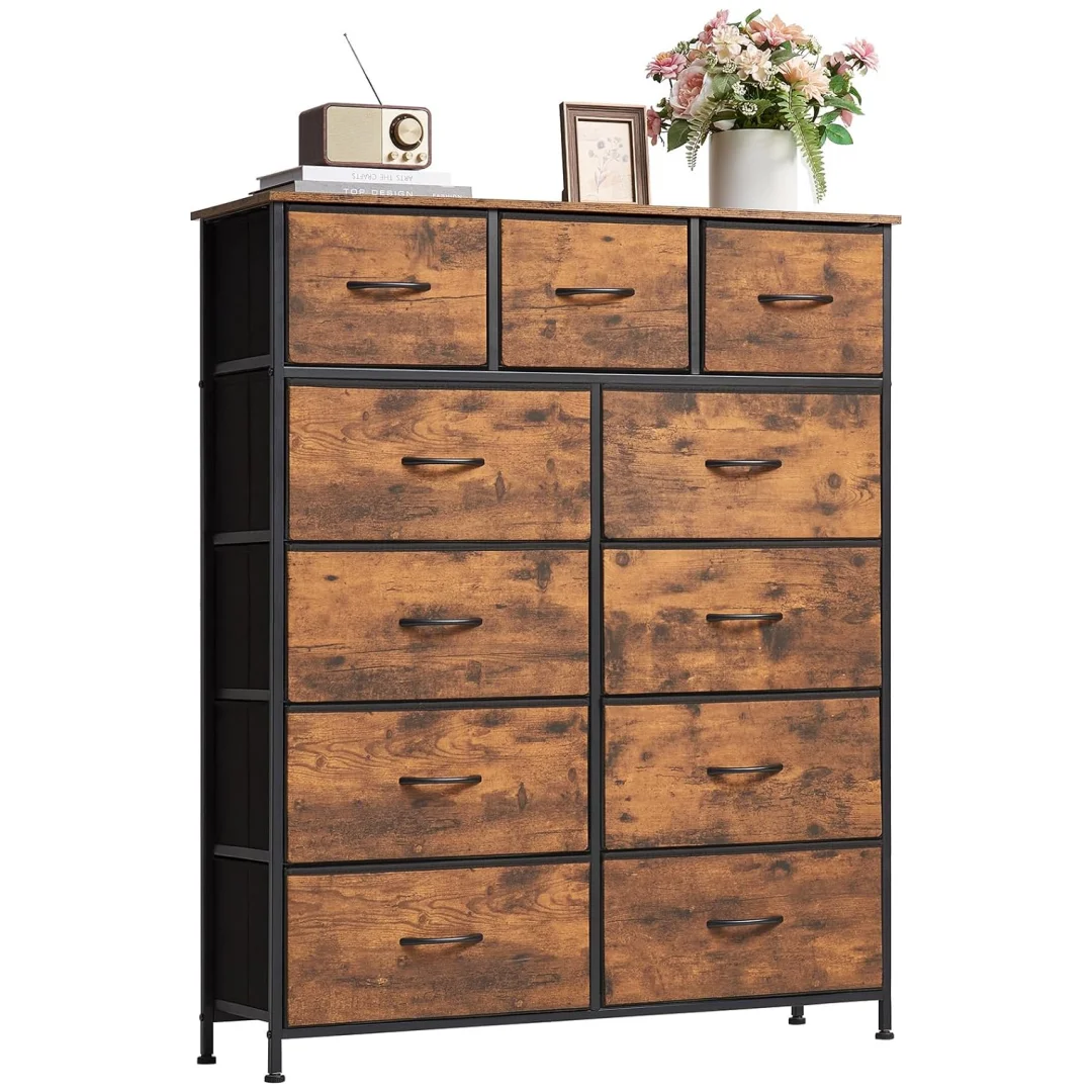 Somdot Dresser, 11-Drawer Fabric Storage Tower for Bedroom, Nursery, Entryway, Closets, Tall Chest Organizer Unit with Large Capacity Fabric Bins