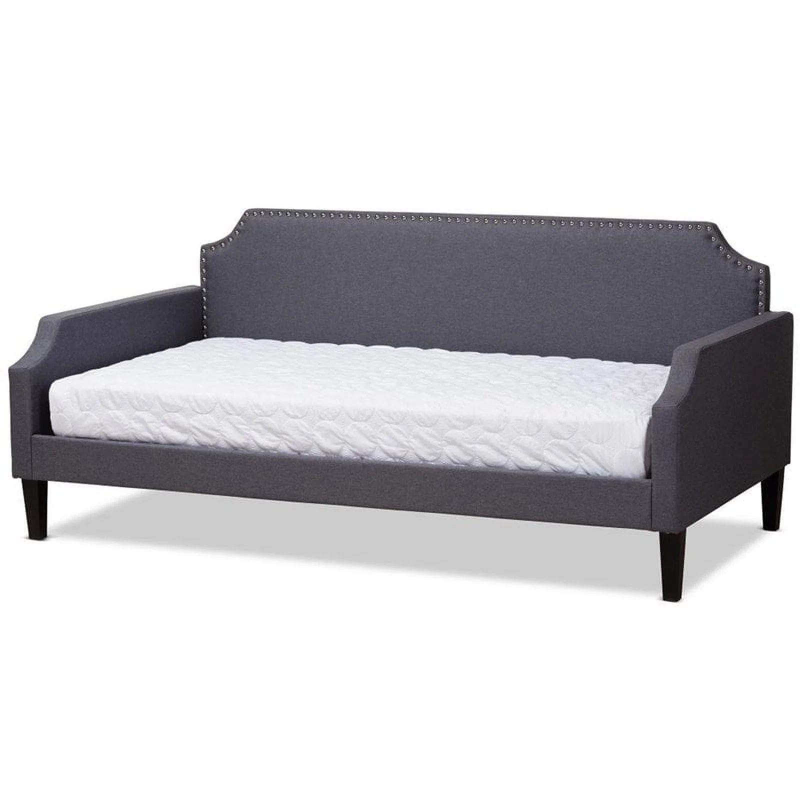 Bowery Hill Contemporary Fabric Tufted Twin Daybed in Grey