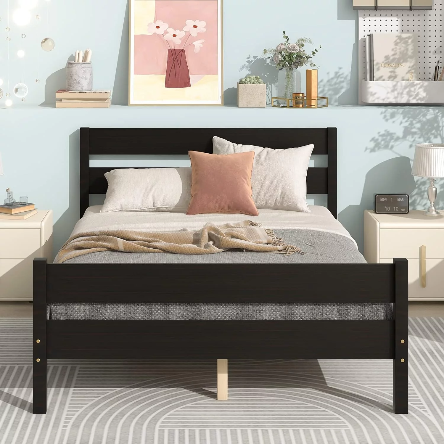 Full Bed With Headboard And Footboard, Solid Wood Platform Bed Frame (Full Size, Espresso), Espresso Frame