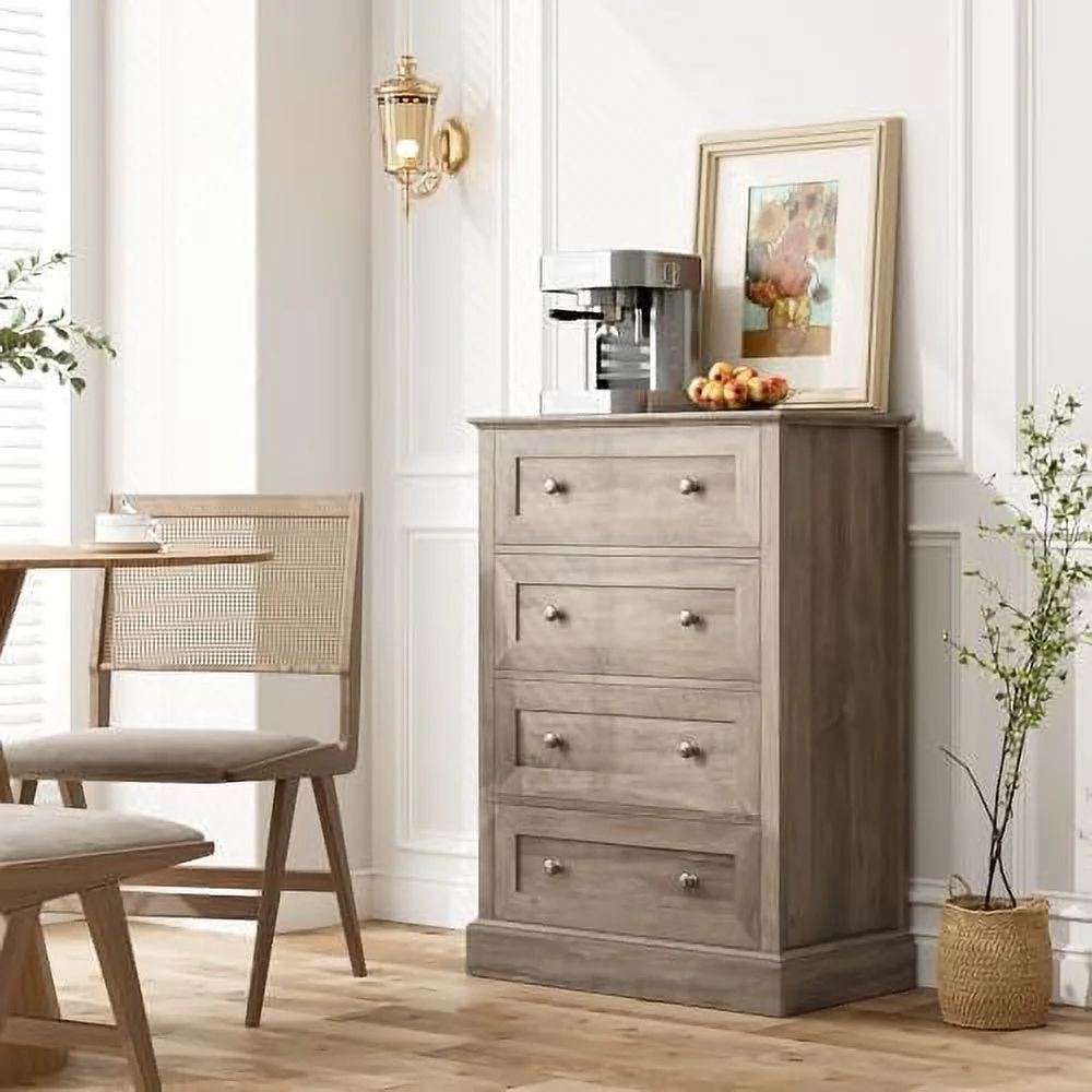 4 Drawer Dresser Small Dresser with 4 Drawers Chest of Drawers Hallway Living Room Wash Gray