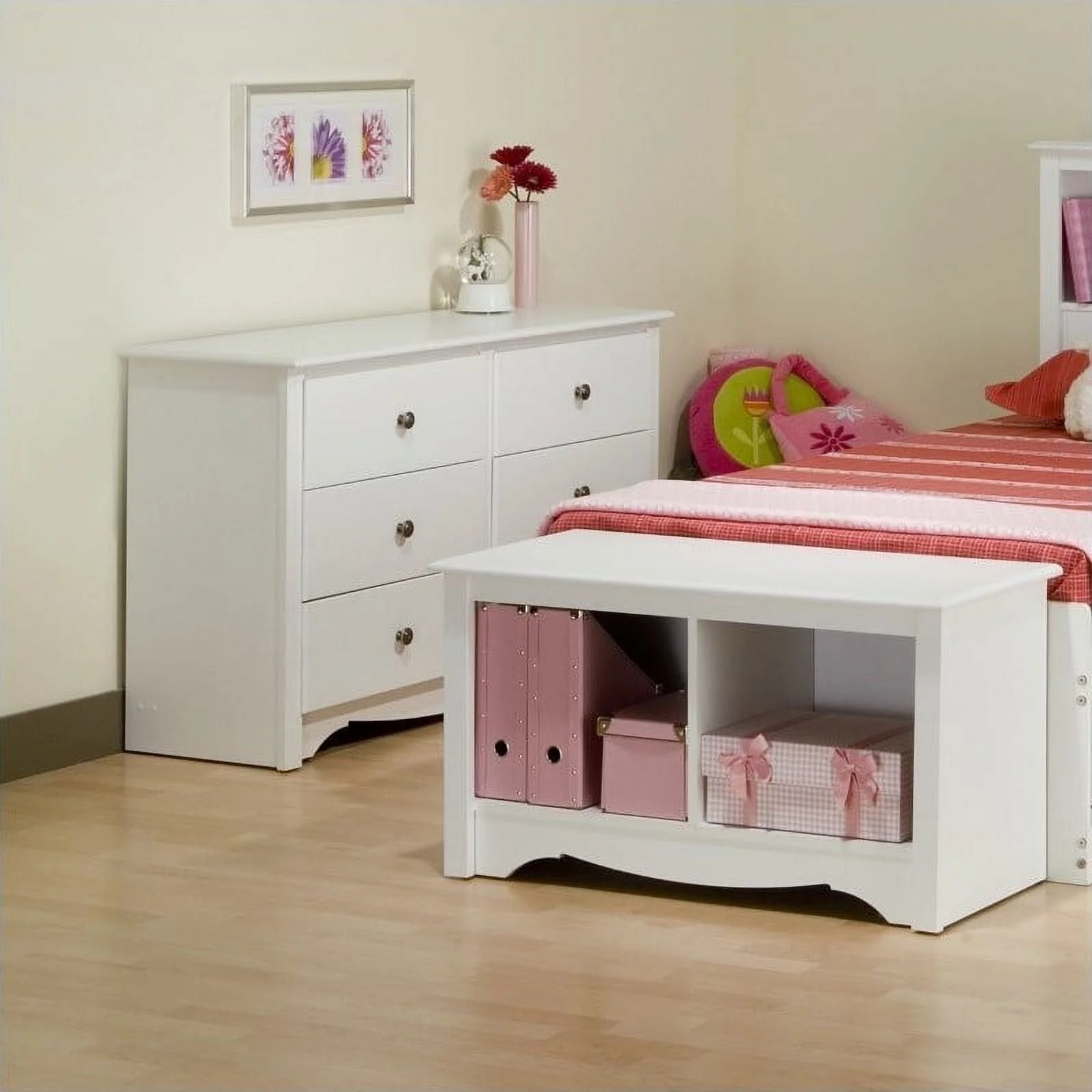 Kingfisher Lane Traditional Wood Bedroom 6 Drawer Double Dresser in White