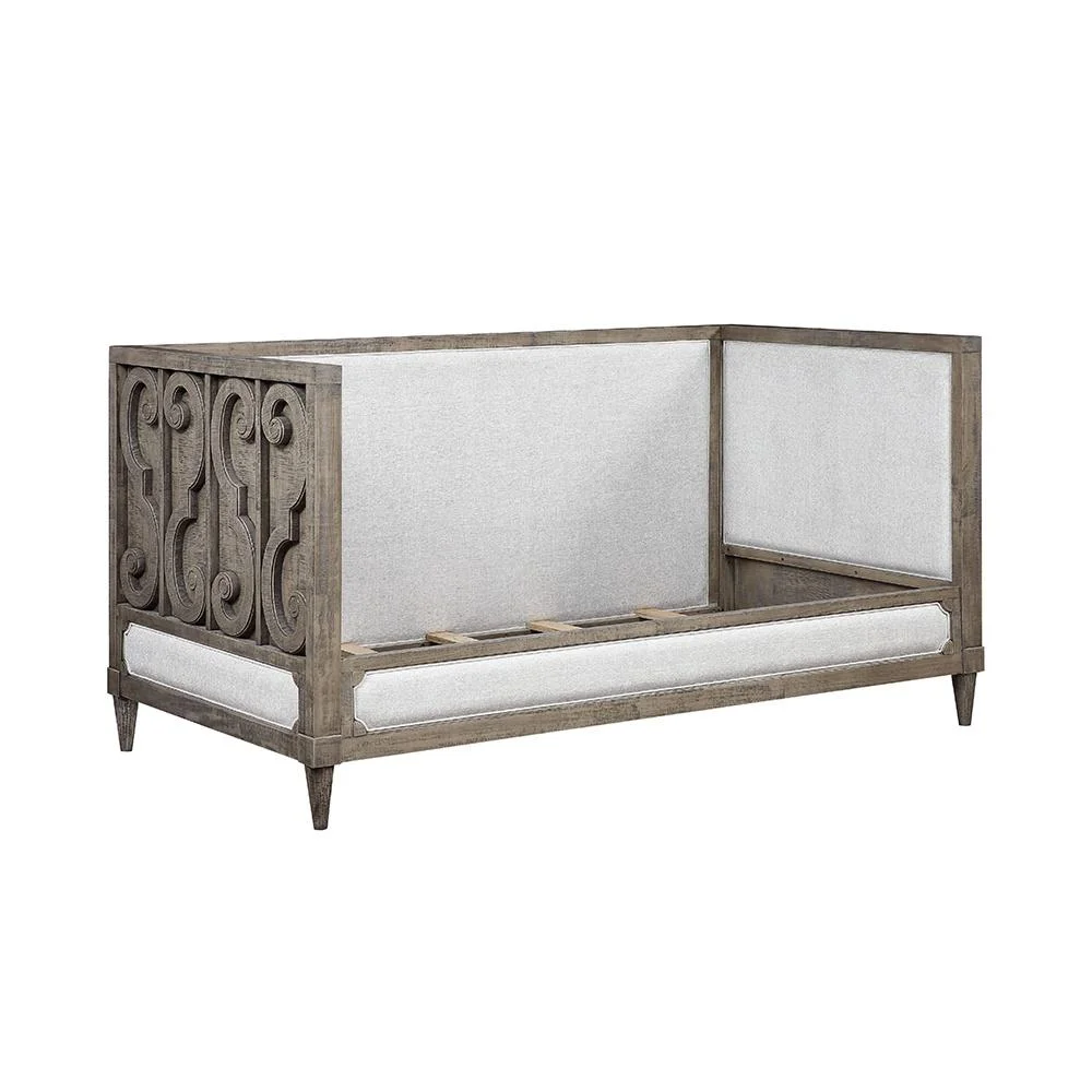 Acme Artesia Daybed, Tan Fabric & Salvaged Natural Finish