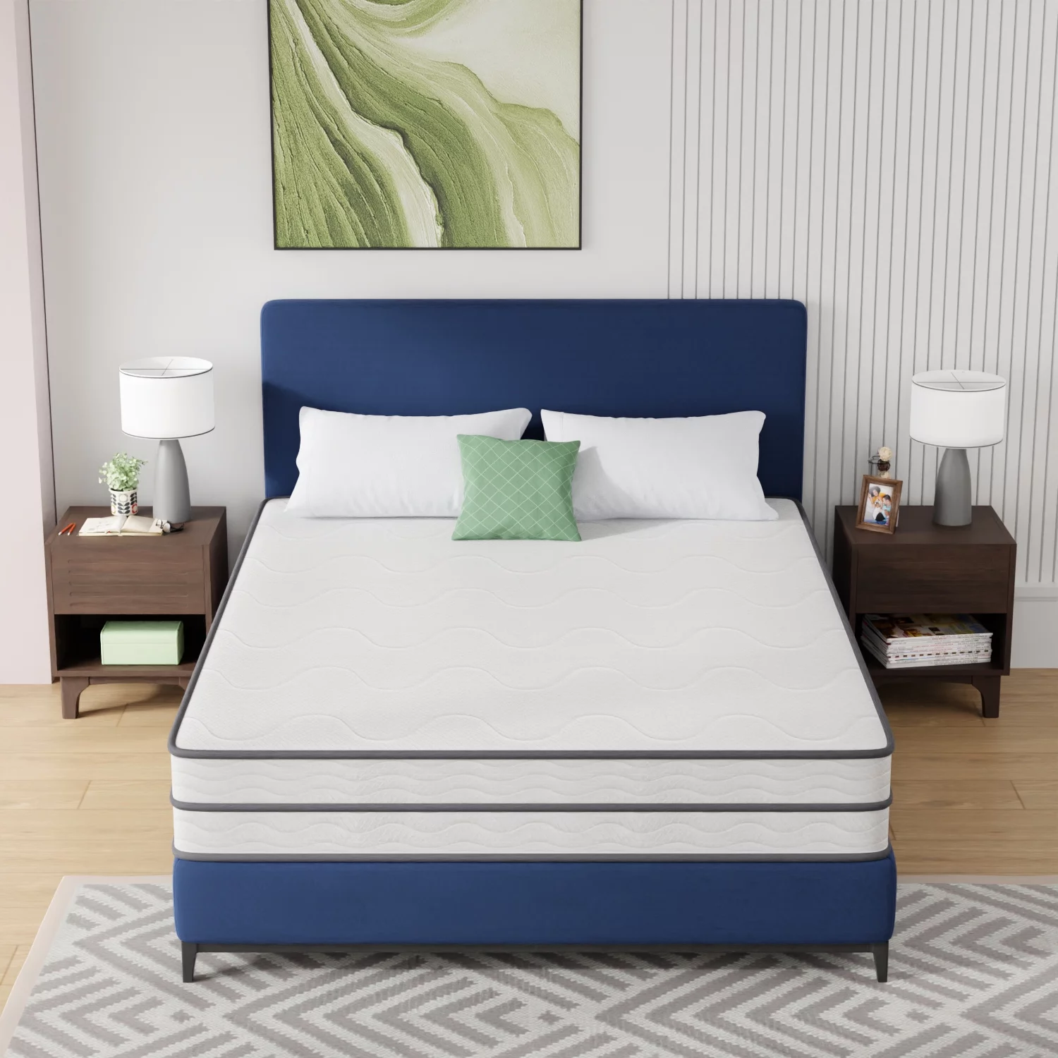 PayLessHere 10 Inch Innerspring Queen Mattress Medium Firm Hybrid Mattress with Removable Cover CertiPUR-US Certified Bed-in-a-Box Pressure Relief Foam Mattress,Fiberglass Free，White