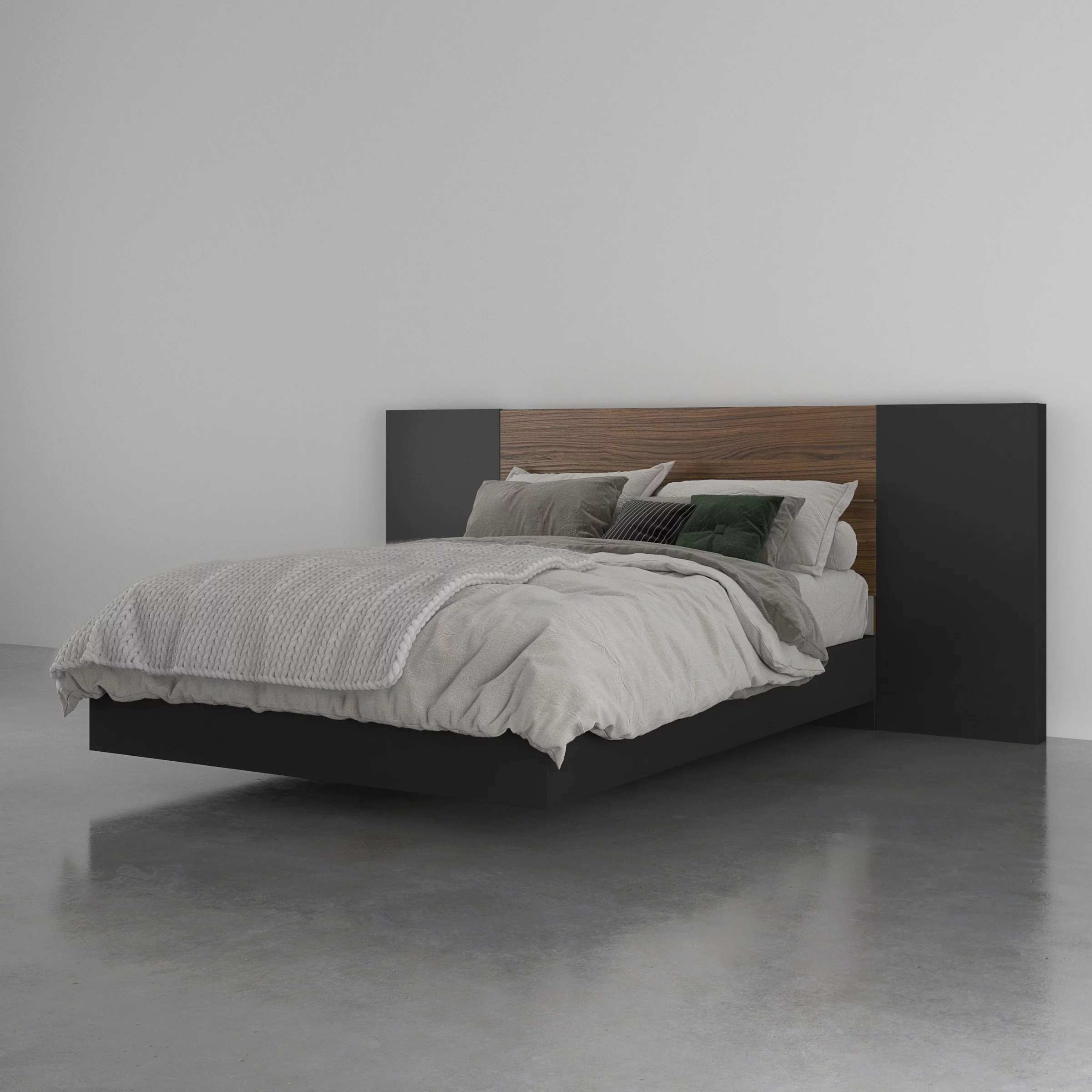 Mantra 3 Piece Full Size Bedroom Set Walnut and Black