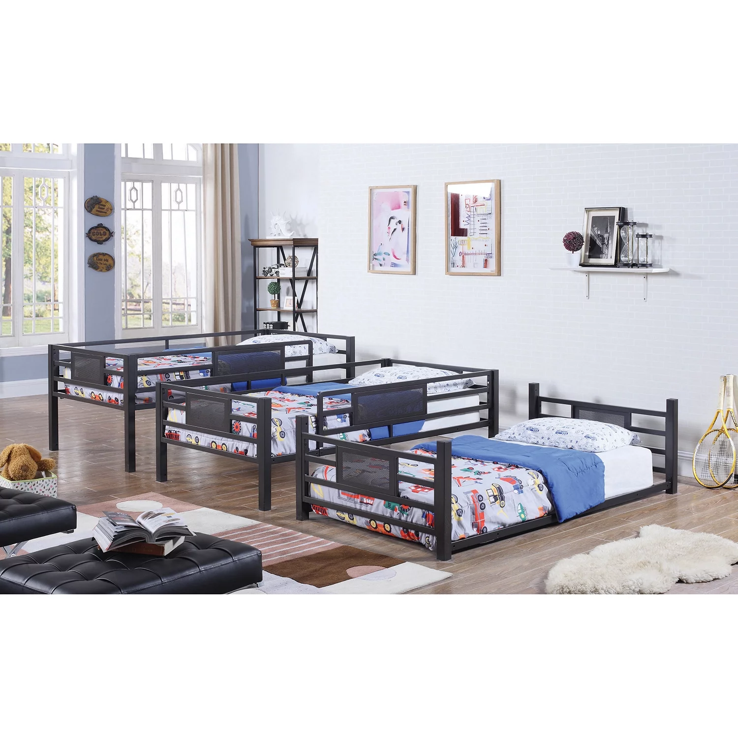 Rogen Twin Triple Bunk Bed Dark Bronze