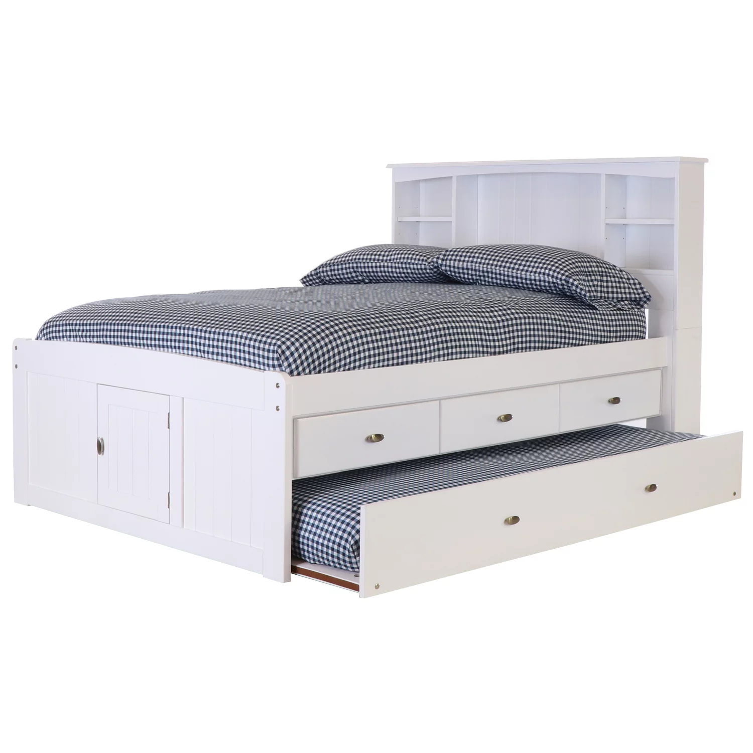 OS Home and Office Furniture 80221K3-22 Solid Pine Bookcase Bed in Casual White