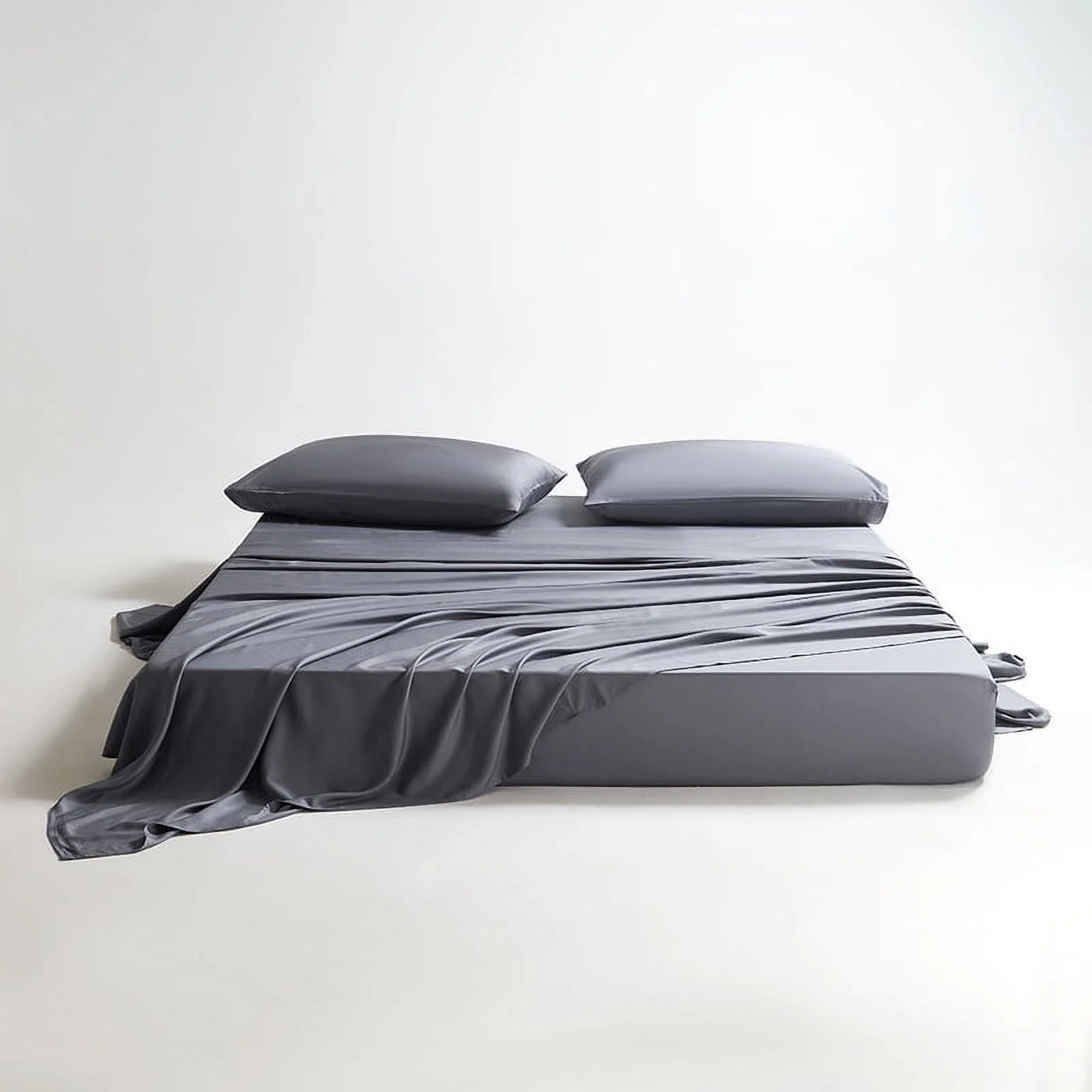 100% Organic Bamboo Sheets Queen Set 4 pcs - Luxury Soft with 18 Inch Deep Pocket - Ultra Breathable Cooling Sheets for Hot Sleepers - Queen Bed Sheets（Bark Grey)