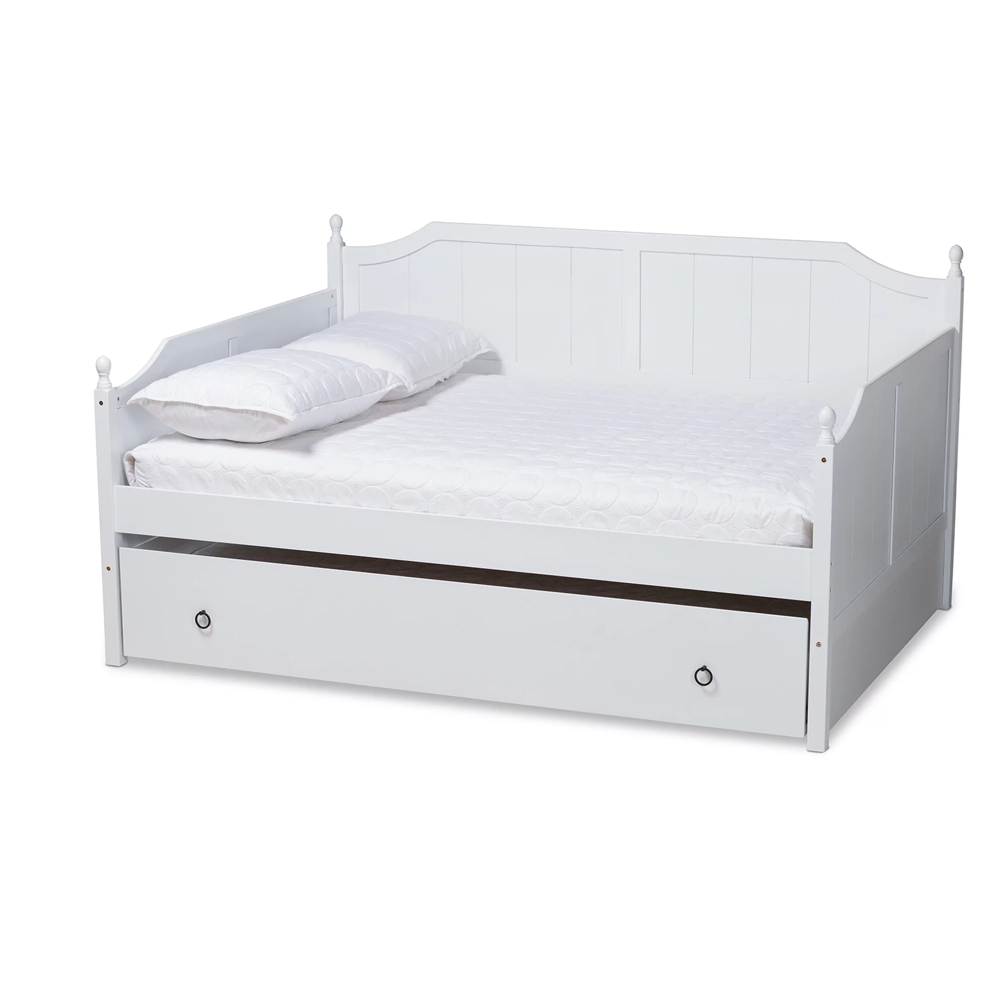 Baxton Studio Millie Cottage Farmhouse Full Size Daybed with Twin Size Trundle White