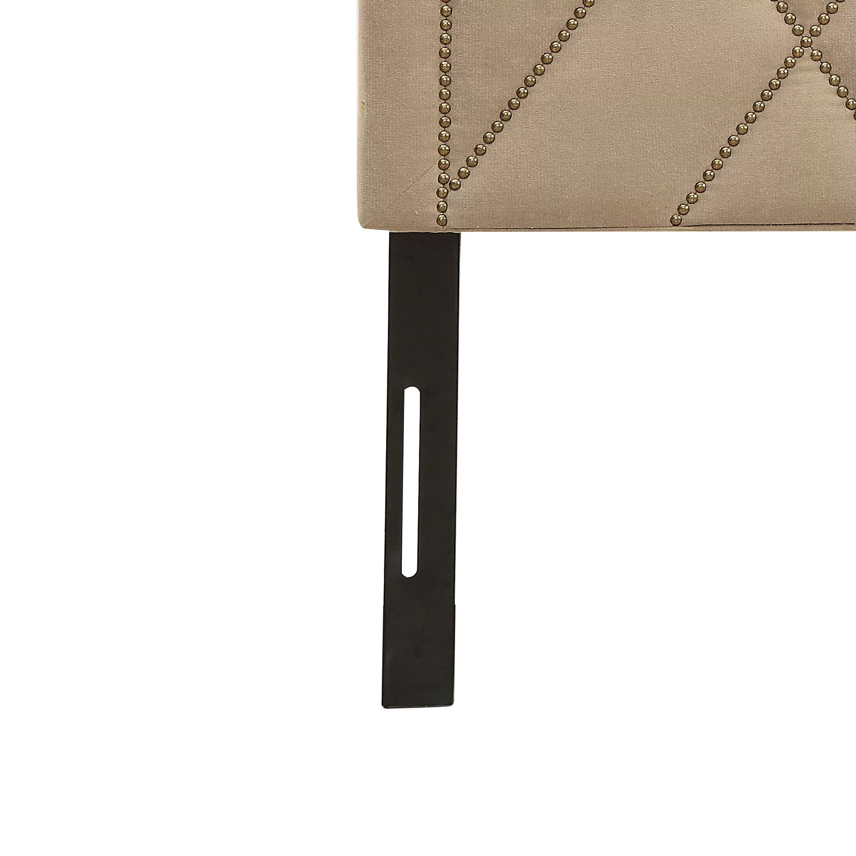 California King Beige Contemporary Upholstered Tufted Nailhead Headboard