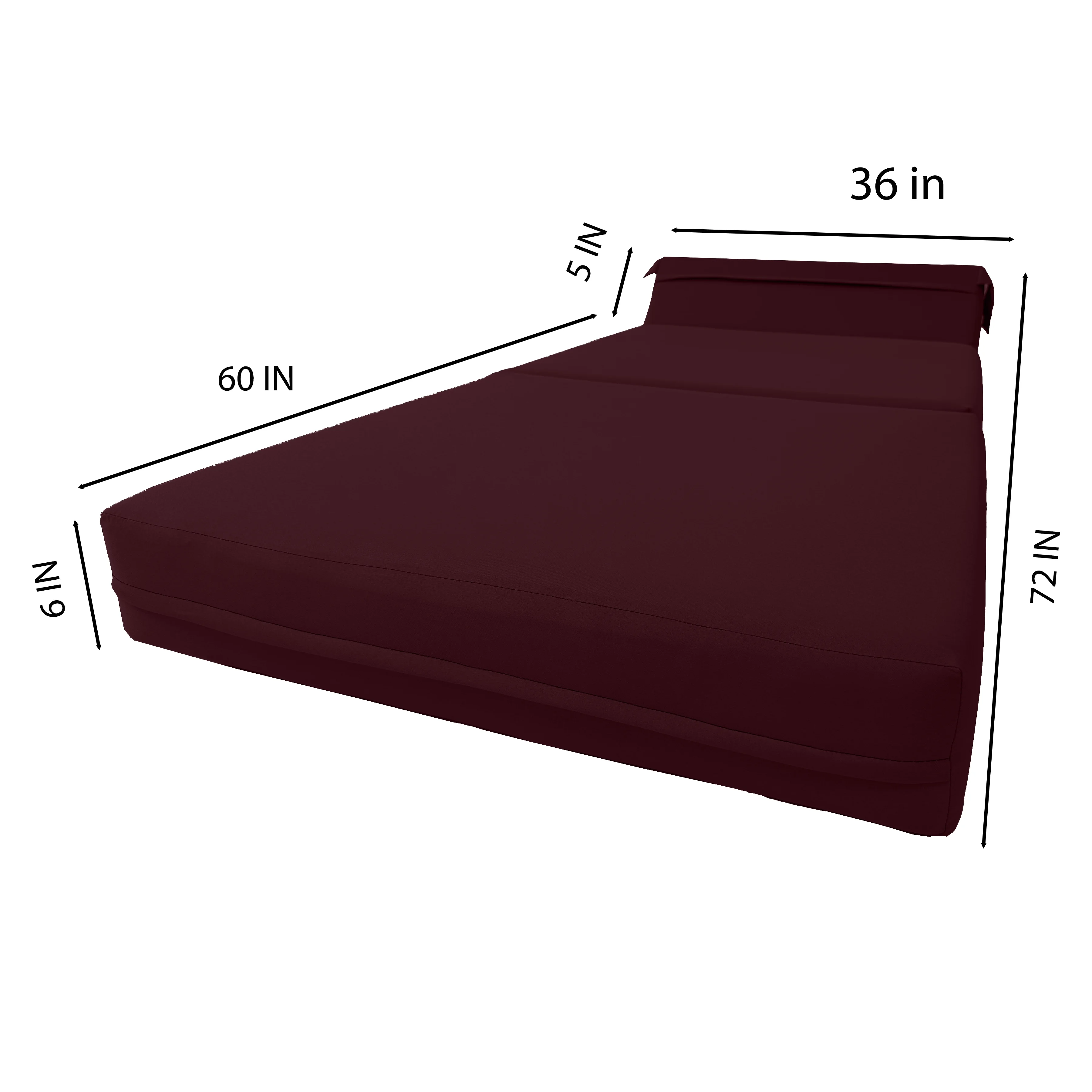Brown Sleeper Chair Folding Foam Beds, Portable Studio Sofa Guest Bed, 6 x 36 x 70