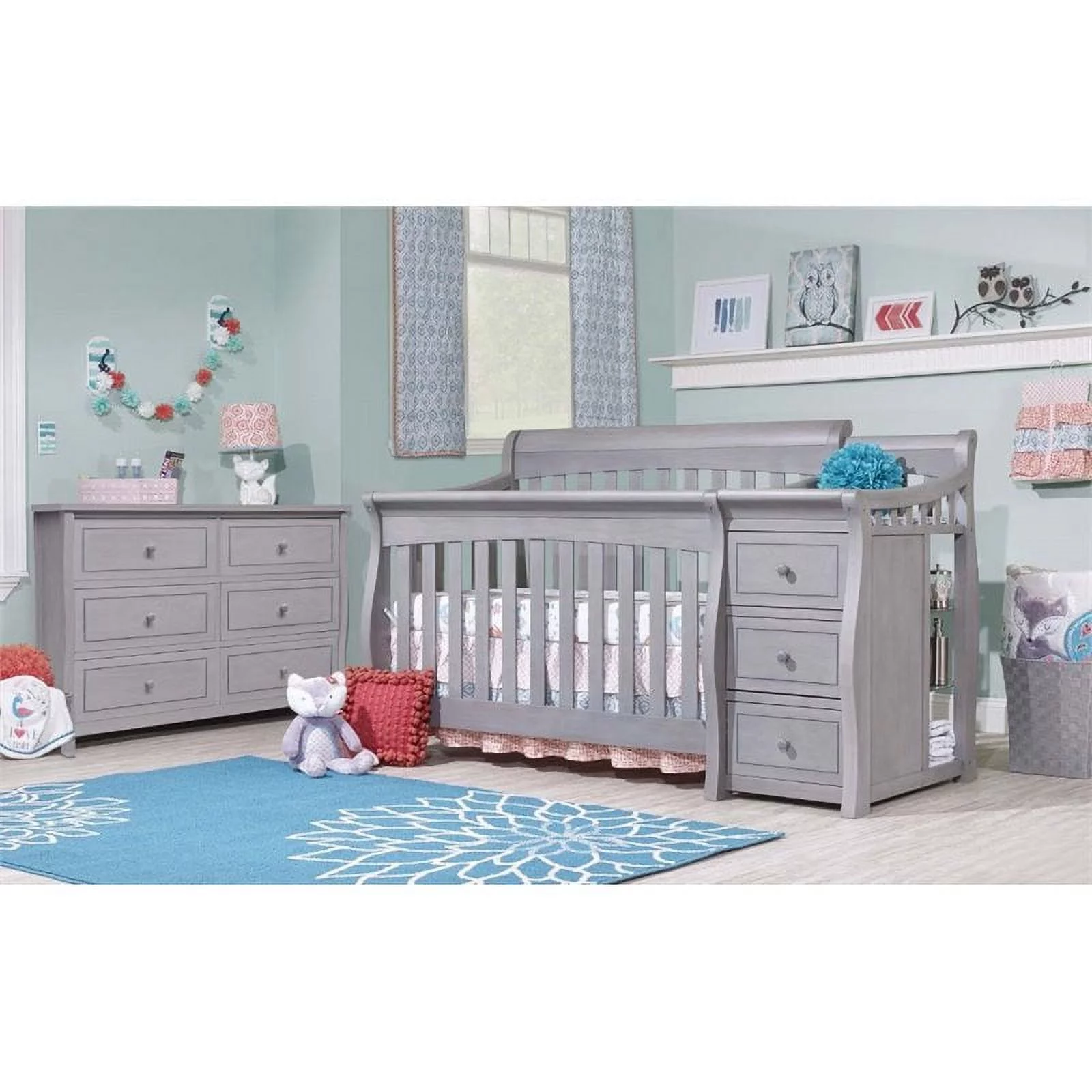 Sorelle  Princeton Elite Crib & Changer, Weathered Grey - 72 x 35 x 43 in.