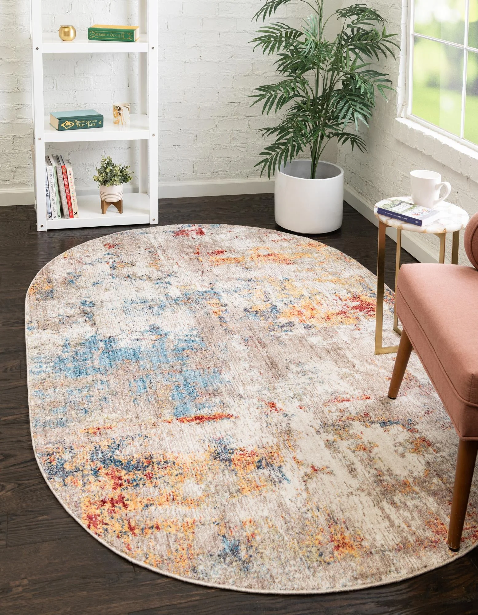 Unique Loom Dispersive Rainbow Rug Multi/Beige 7' 11