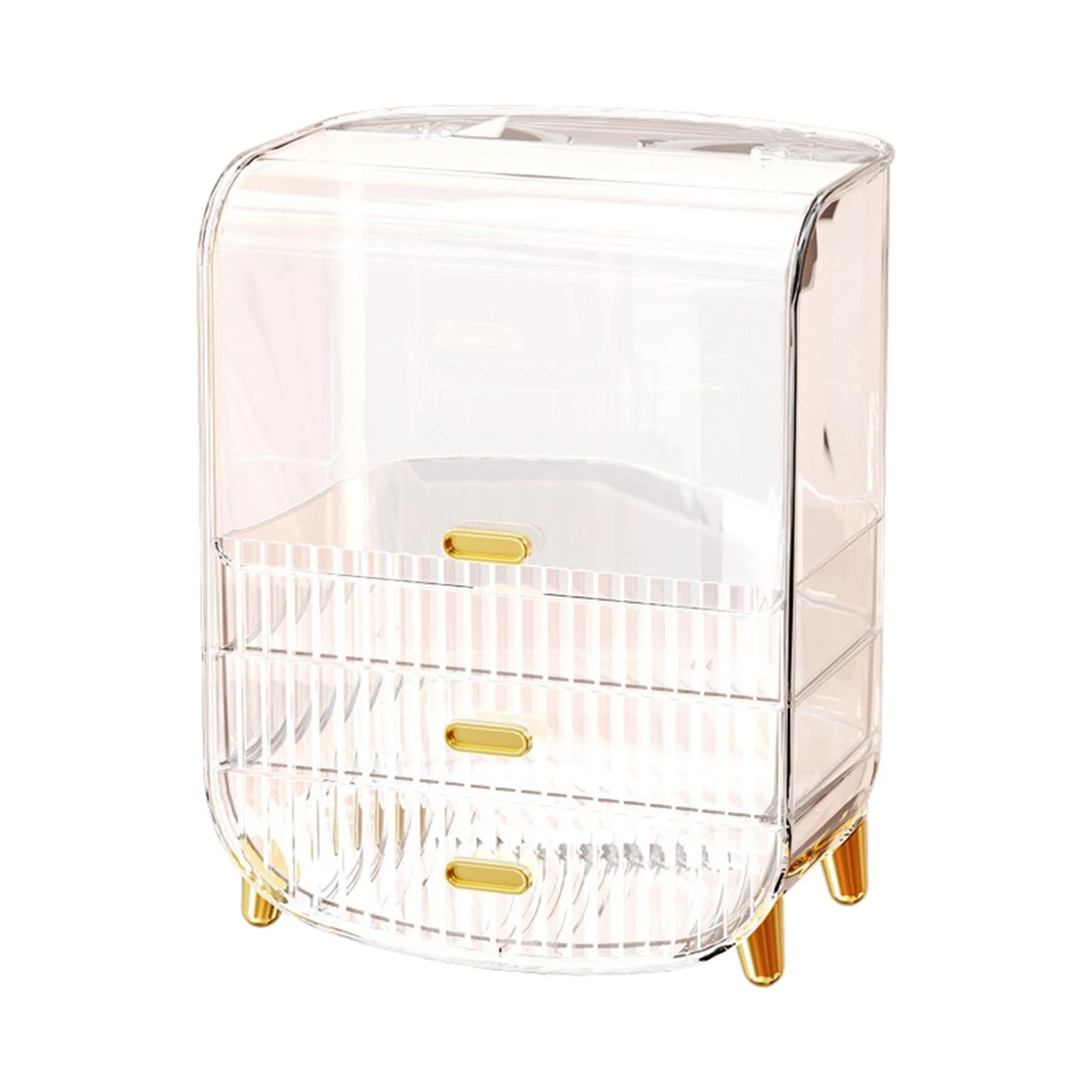 Large Capacity Bathroom Organizer Lidded Make up Case Versatile Makeup Shelf Jewelry Container Bathroom Vanity Tray for Countertop Dresser Clear