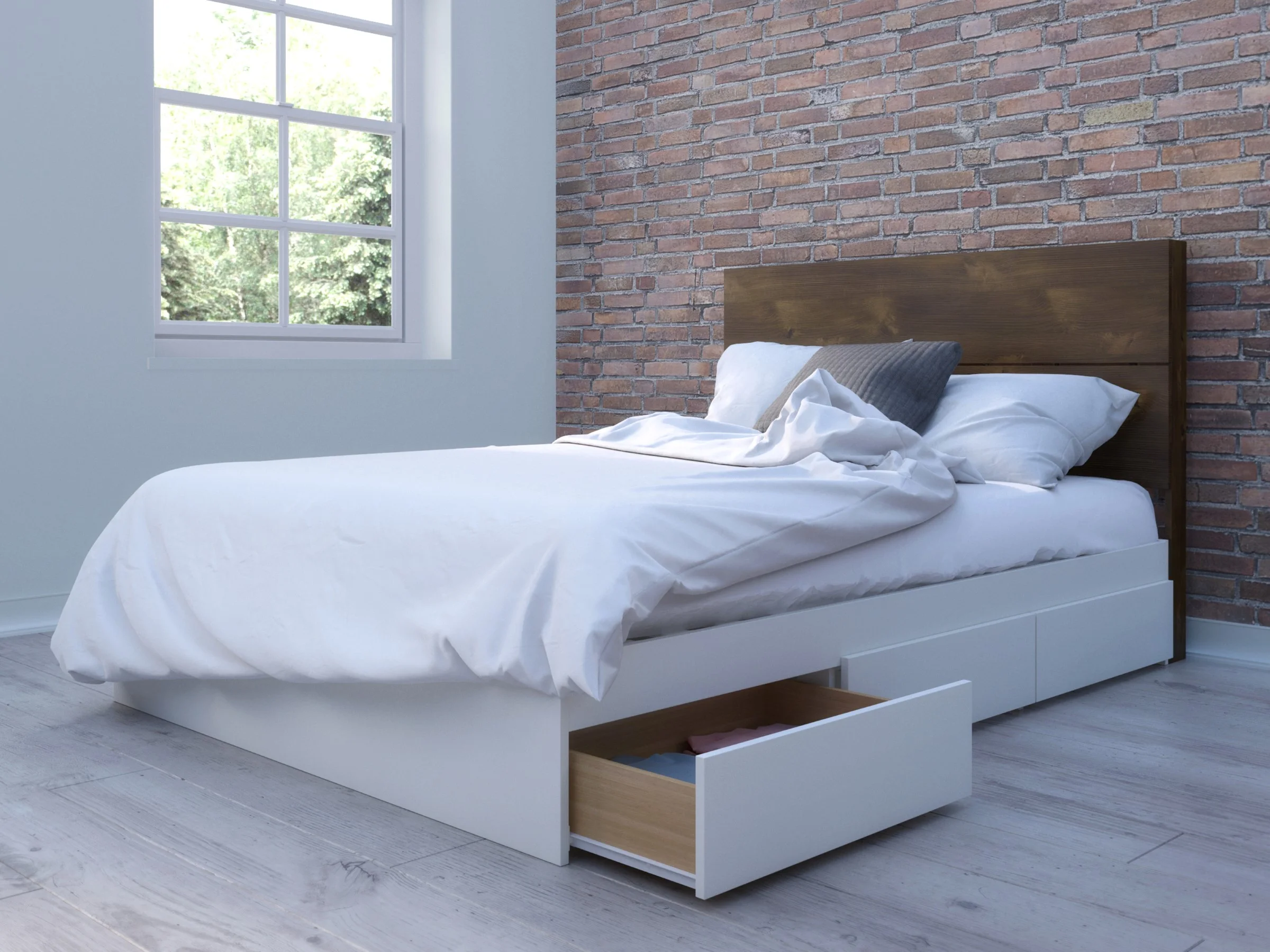 Nexera 2 Piece Full Size Bedroom Set, White and Truffle
