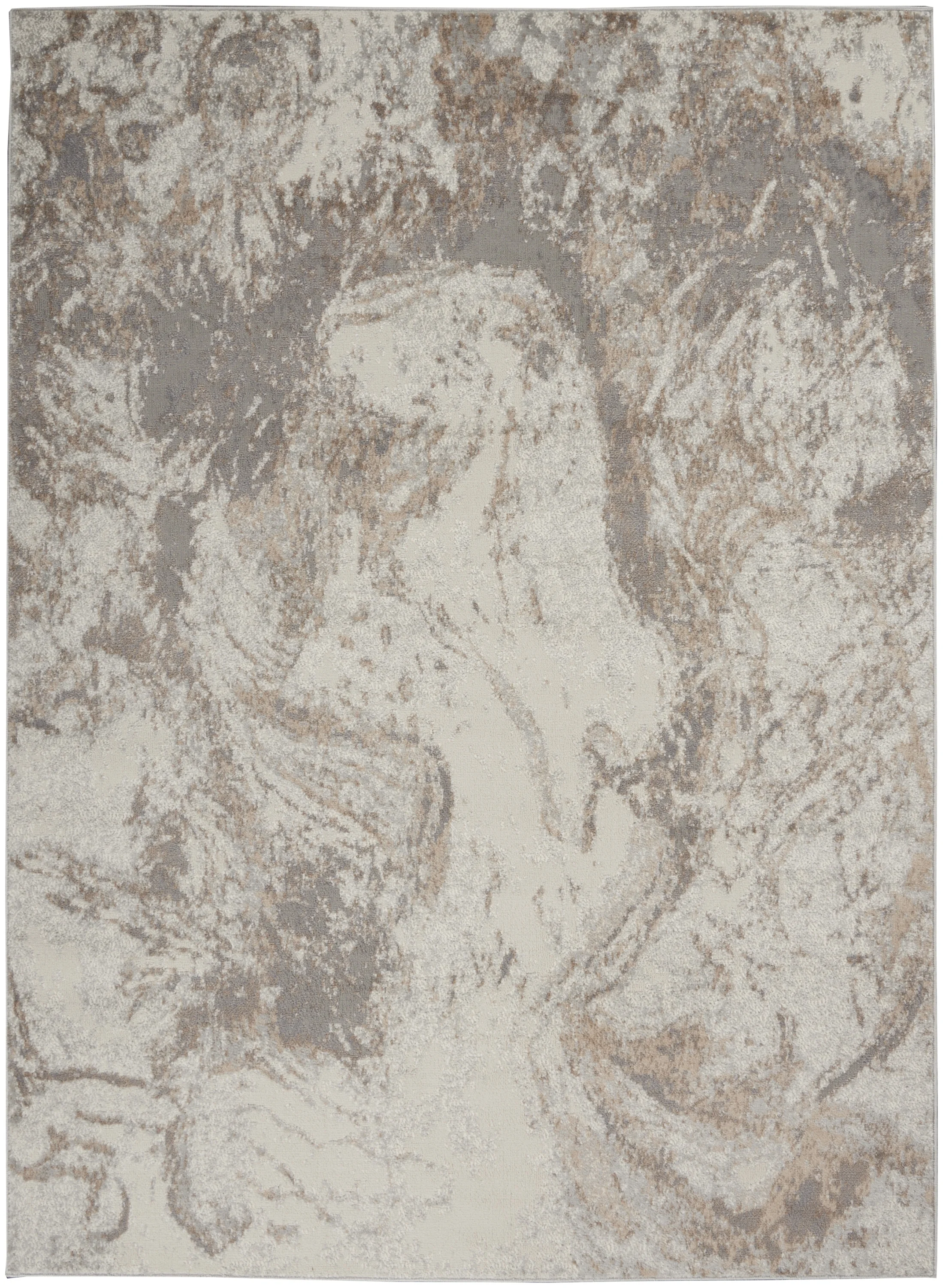 Nourison Elation Abstract Ivory Grey 5'3