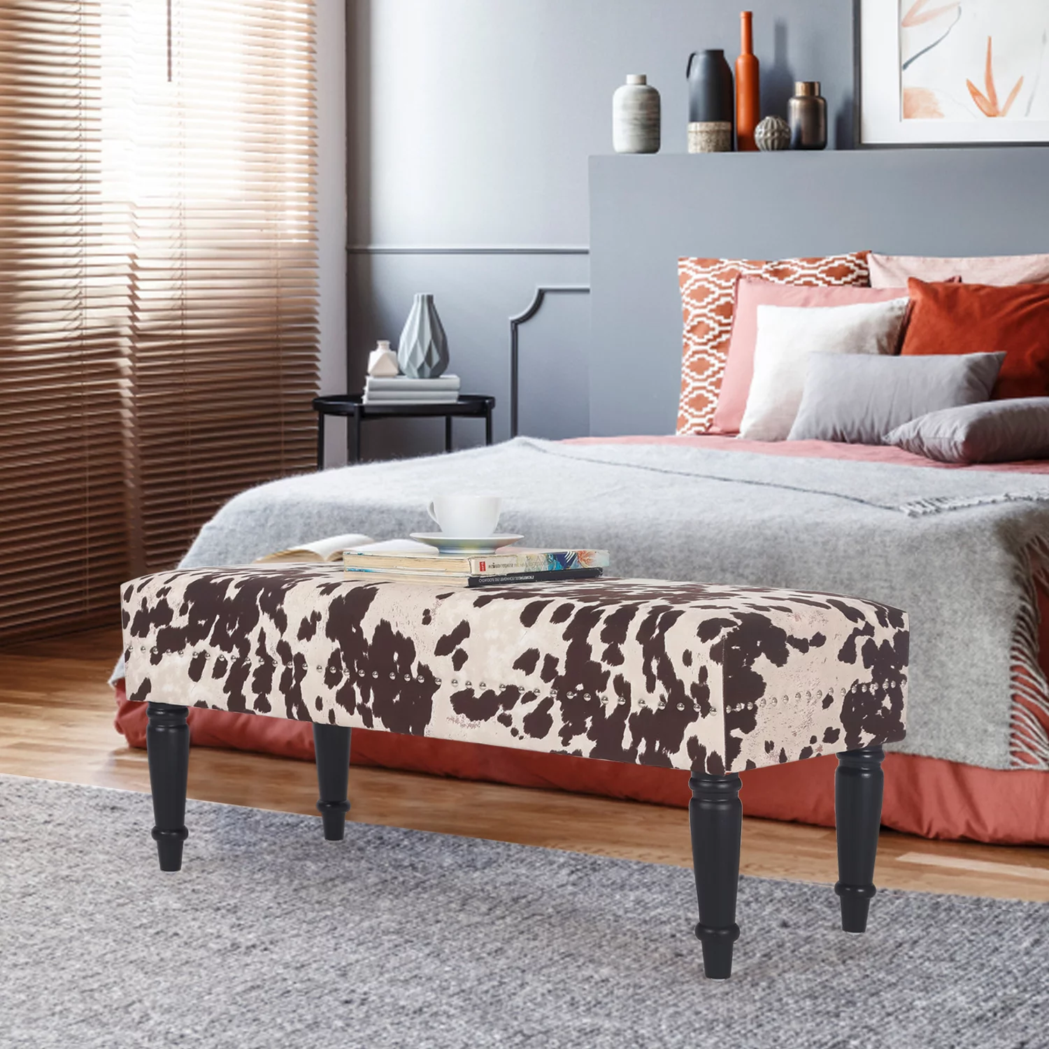 Homebeez End of Bed Bench,Tufted Upholstered Bedroom Bench, Modern Ottoman Bench for Living Room, Entryway, Dining Room