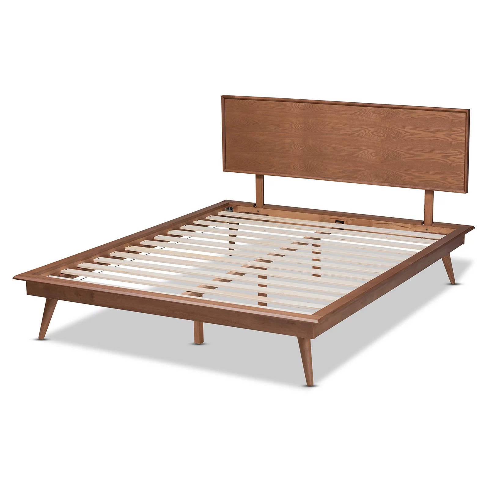 Baxton Studio Karine Mid-Century Modern Walnut Brown Finished Wood King Size Platform Bed