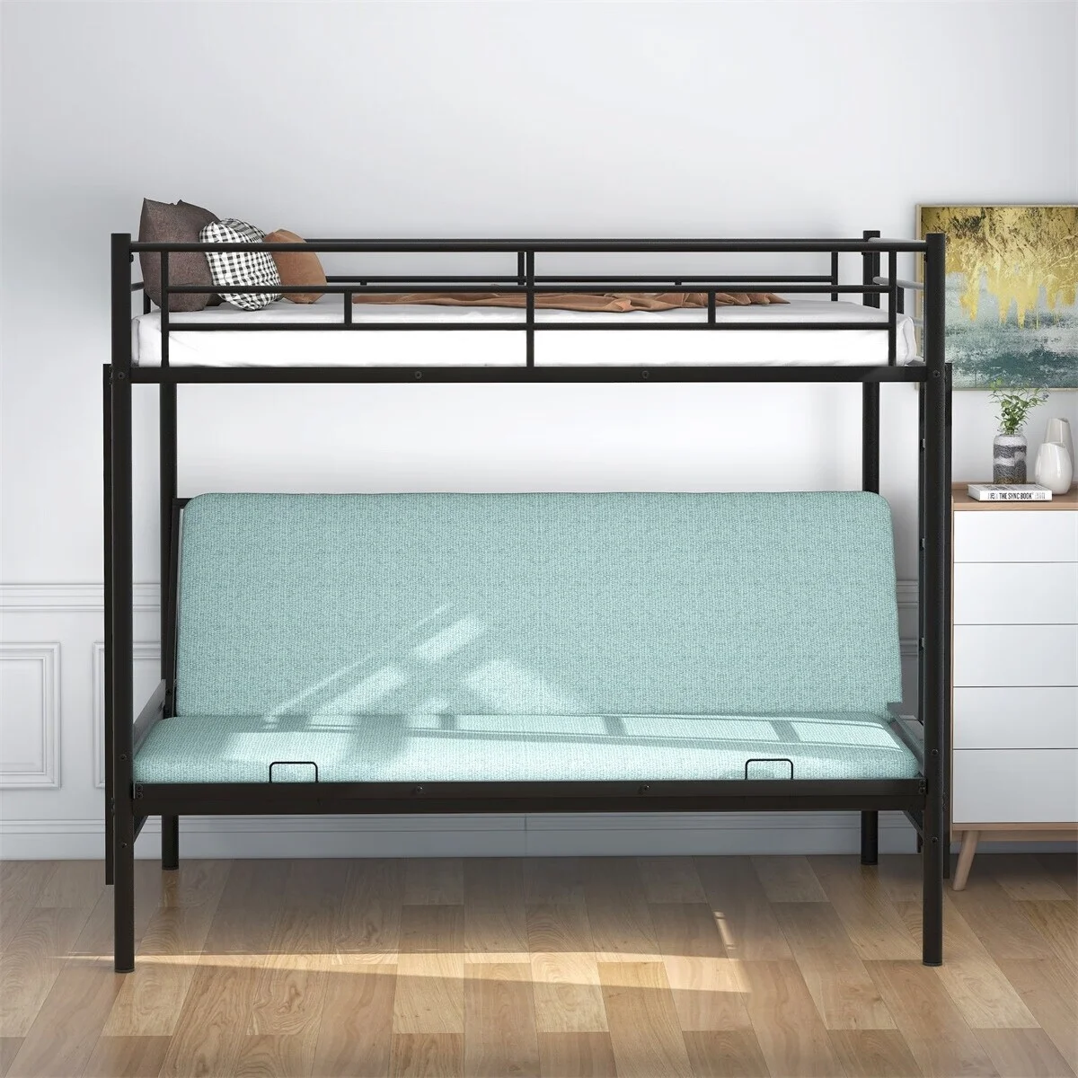 MERAX  Twin over Full Metal Functional Bunk Bed with Ladders