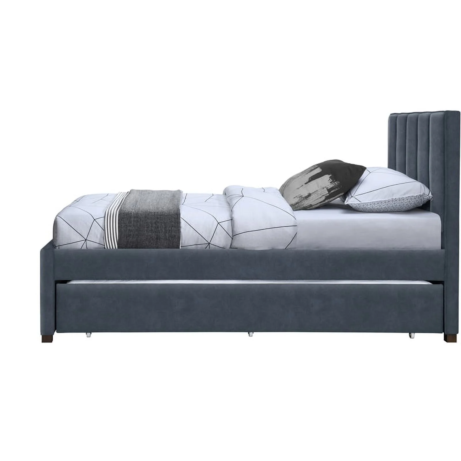 Meridian Furniture Hudson Navy Vegan Leather Twin Trundle Bed