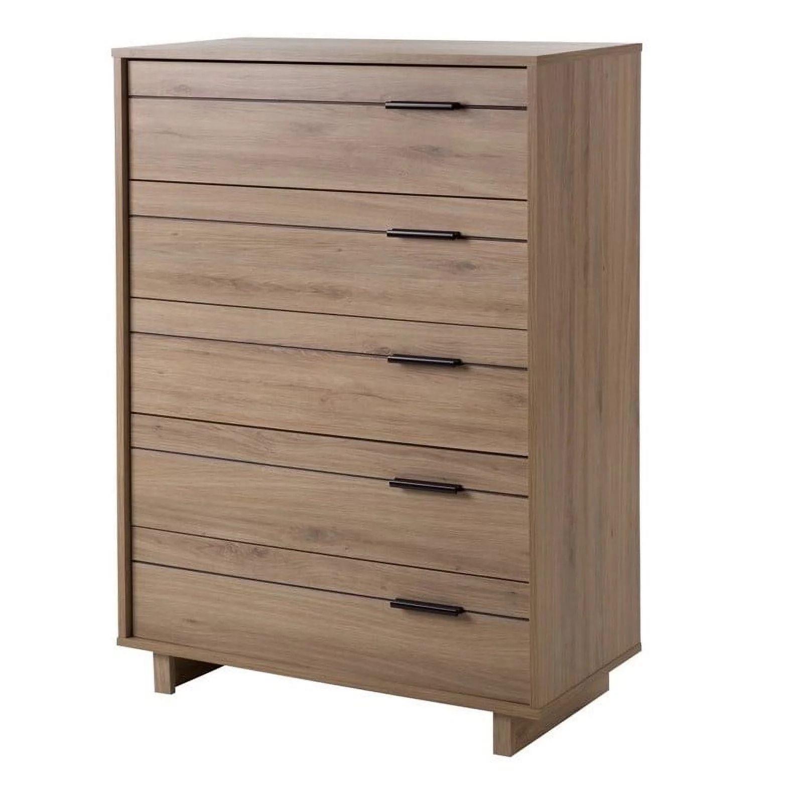 Pemberly Row Contemporary 5 Drawer Chest in Rustic Oak
