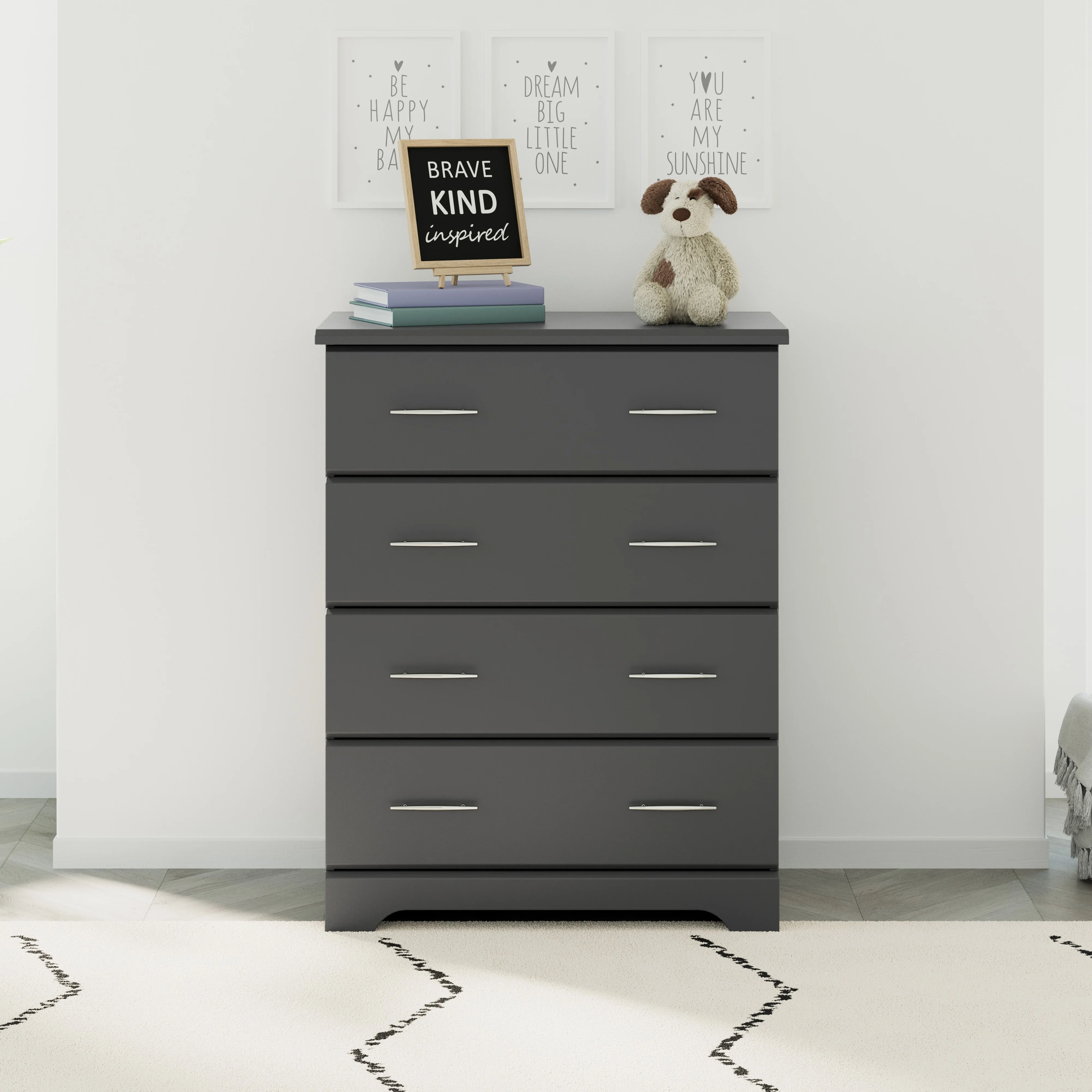 Storkcraft Brookside 4 Drawer Kids and Baby Dresser Gray