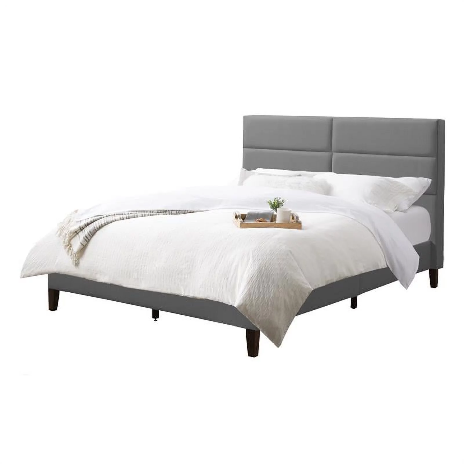 Atlin Designs Fabric Tufted Double/Full Size Bed in Light Gray