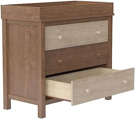 GEROBOOM 3-Drawer Changer Dresser with Removable Changing Tray Wooden Drawers of Chest Organizer for Nursery Bedroom