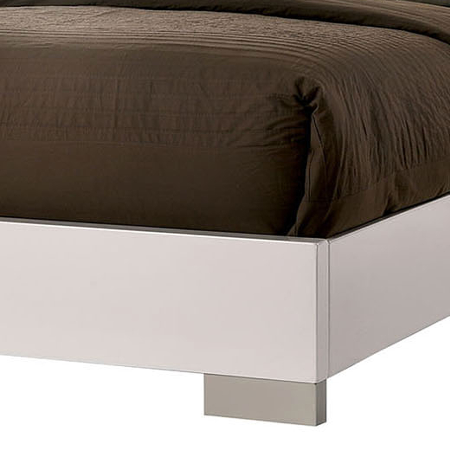 Benjara Modern Eastern King Size Bed with Shelved Headboard and LED Light, White