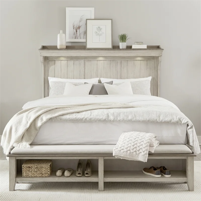 Ivy Hollow King Mantle Storage Bed in Weathered Linen