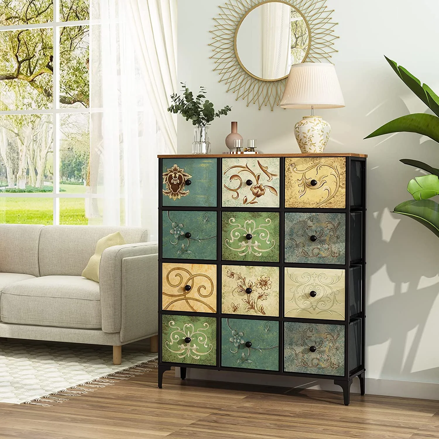 Popular 12 Drawer Dresser  Tall Dressers for Bedroom with Storage Drawer  Wide Chest of Drawers for Bedroom  Wooden Top and Metal Frame  Modern Bedroom Dresser for Clothes Closet Kids Liv