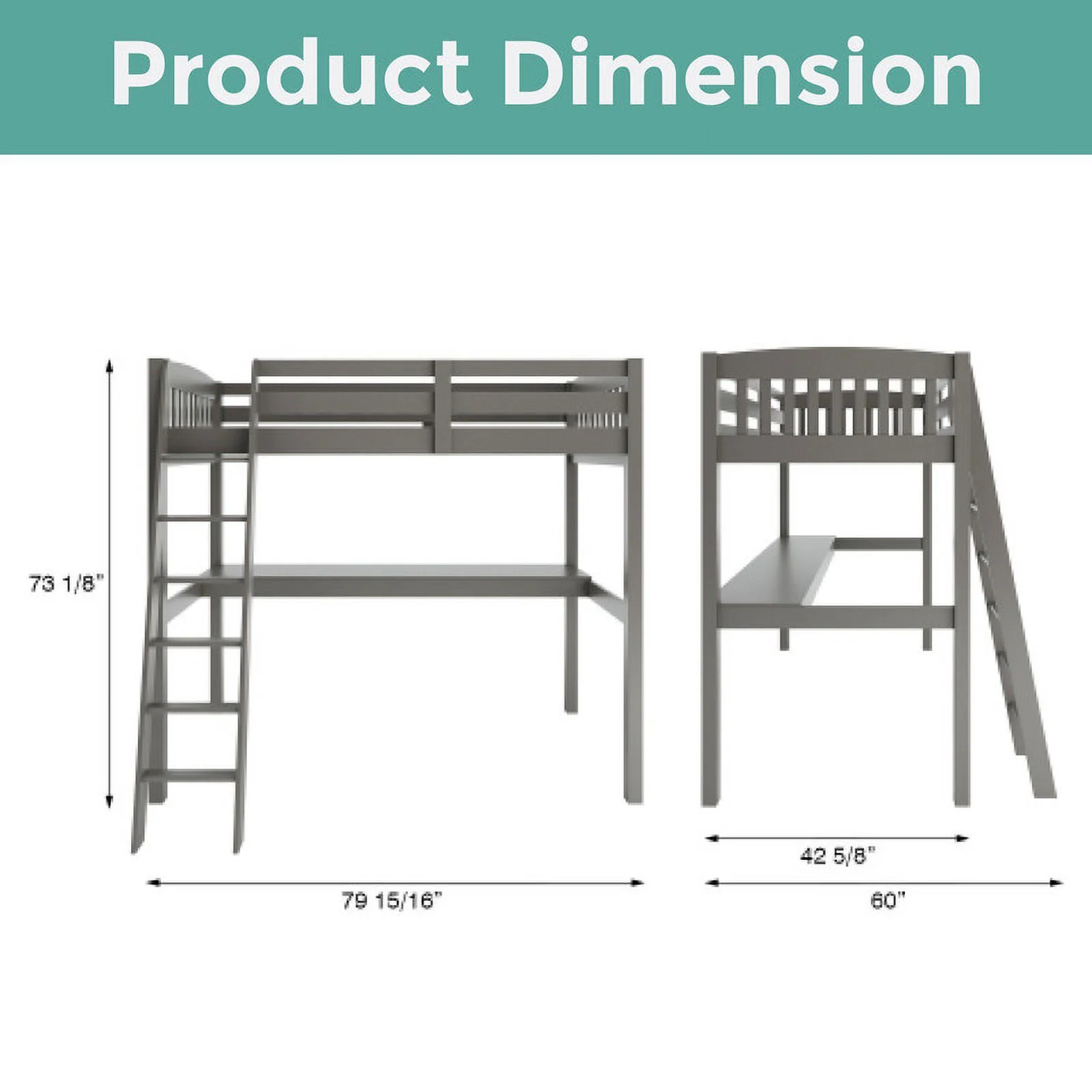 Stairs bed boxes Grey high bed Solid Wood stair loft