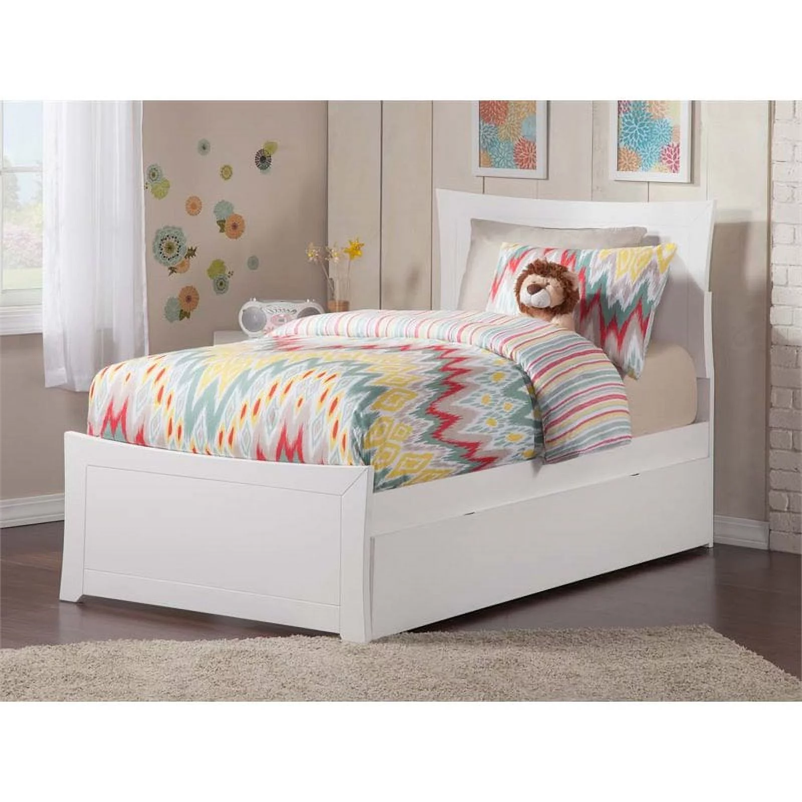 Leo & Lacey Urban Twin Trundle Platform Bed in White