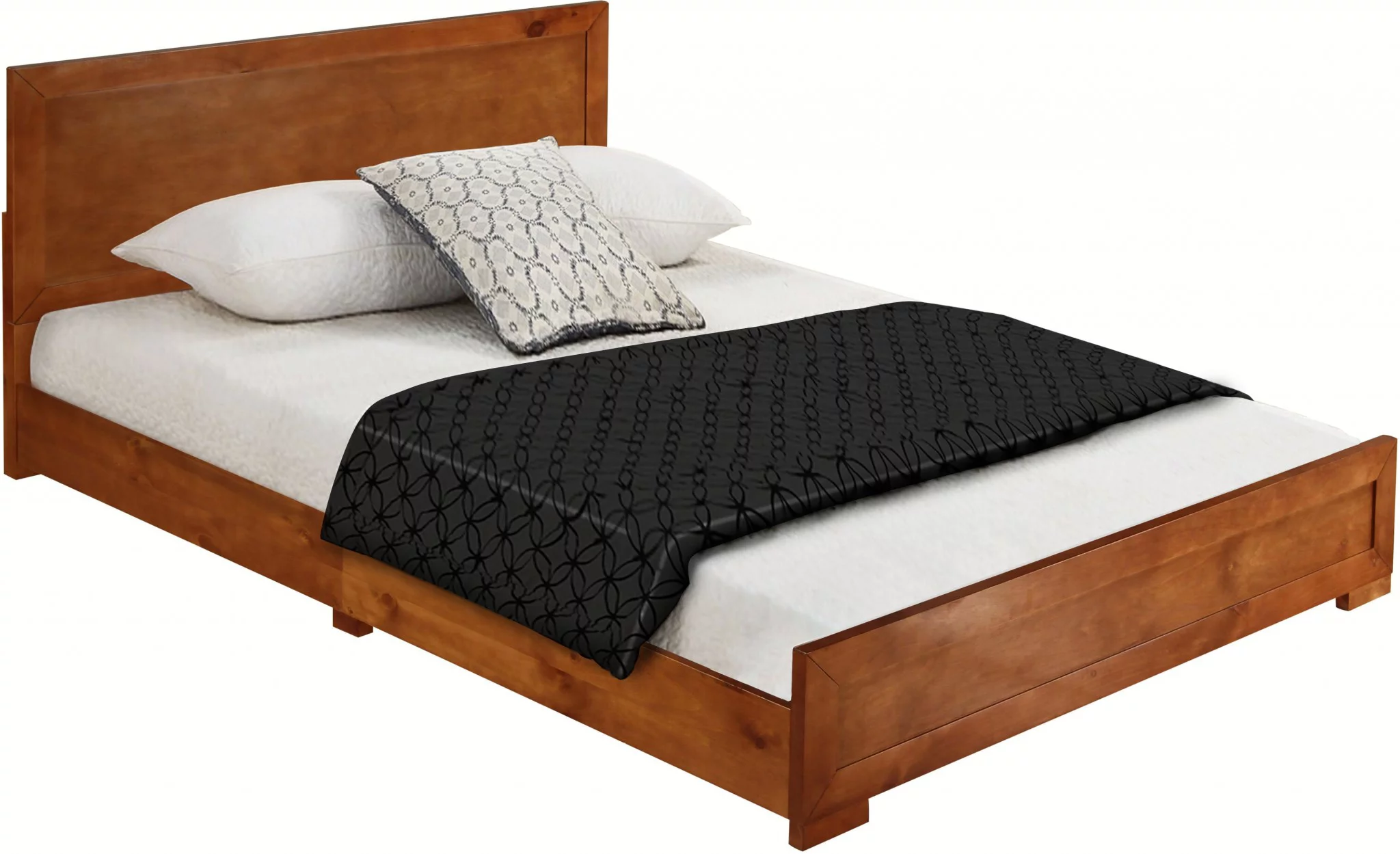 HomeRoots 397097 35.4 x 63 x 82.3 in. Cherry Wood Queen Size Platform Bed