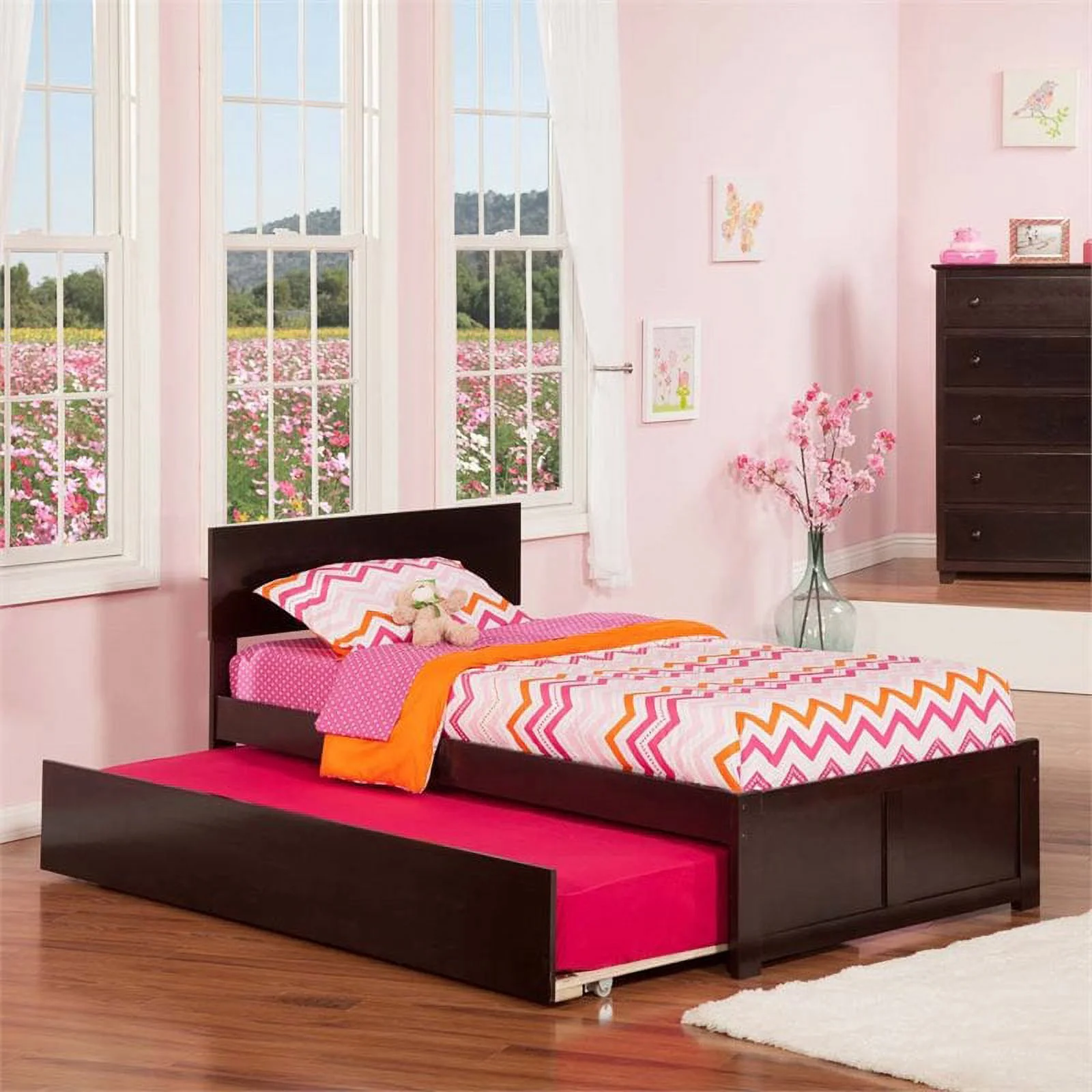 Leo & Lacey Urban Twin Trundle Platform Bed in Espresso