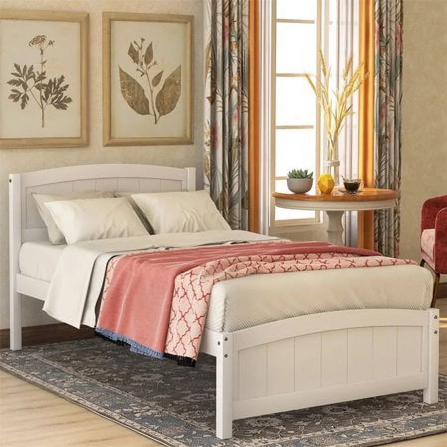 CoSoTower Solid Wood Platform Beds with Headboard, Footboard and Wood Slat Support