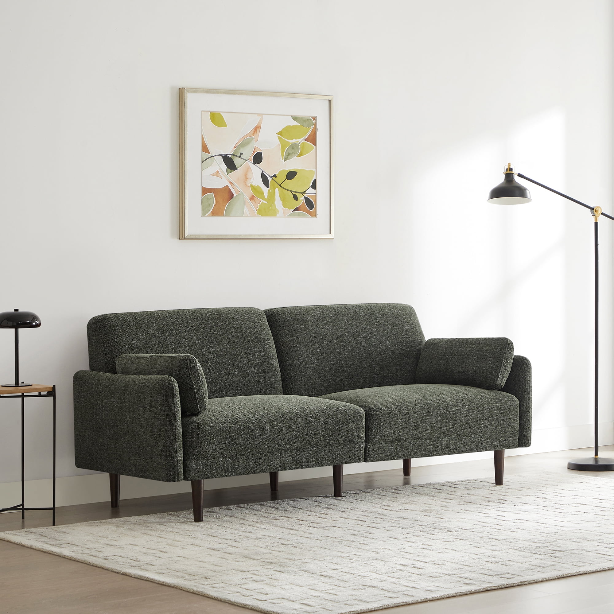 CHITA Mid-Century Modern Sofa, Fabric Couch for Living Room with Solid Wood Leg, 73''W, Olive Green