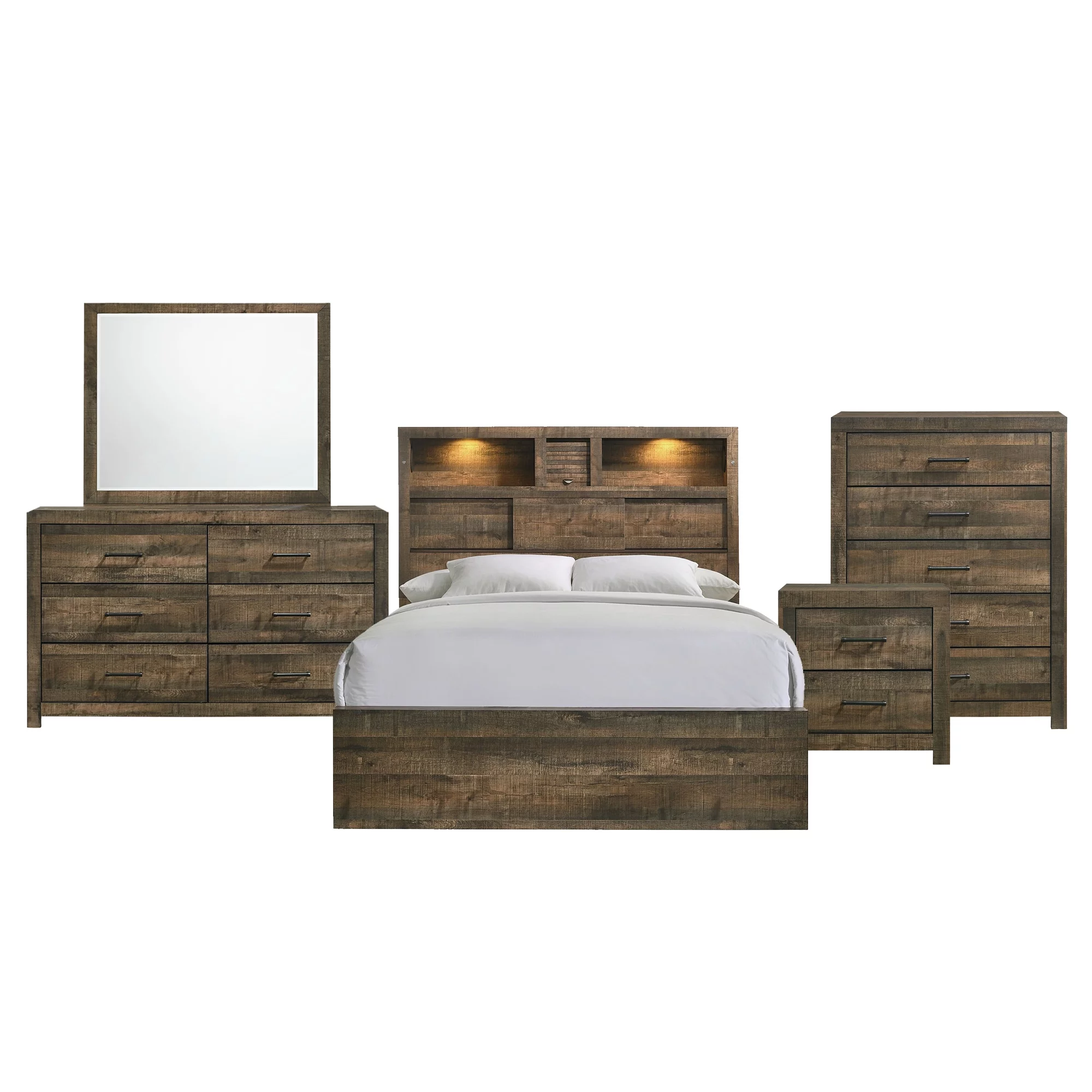Picket House Furnishings Beckett Queen Bookcase Panel 5PC Bedroom Set
