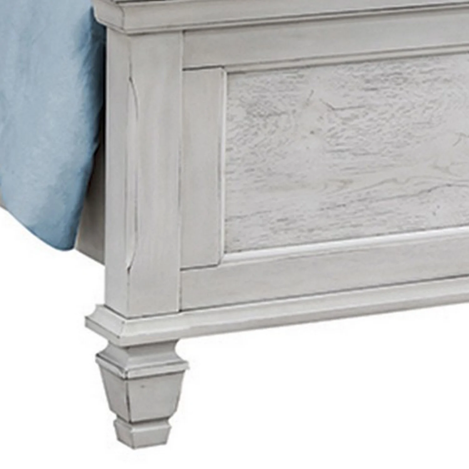 Benjara Molded Trim Shutter Headboard Eli California King Size Panel Bed, White