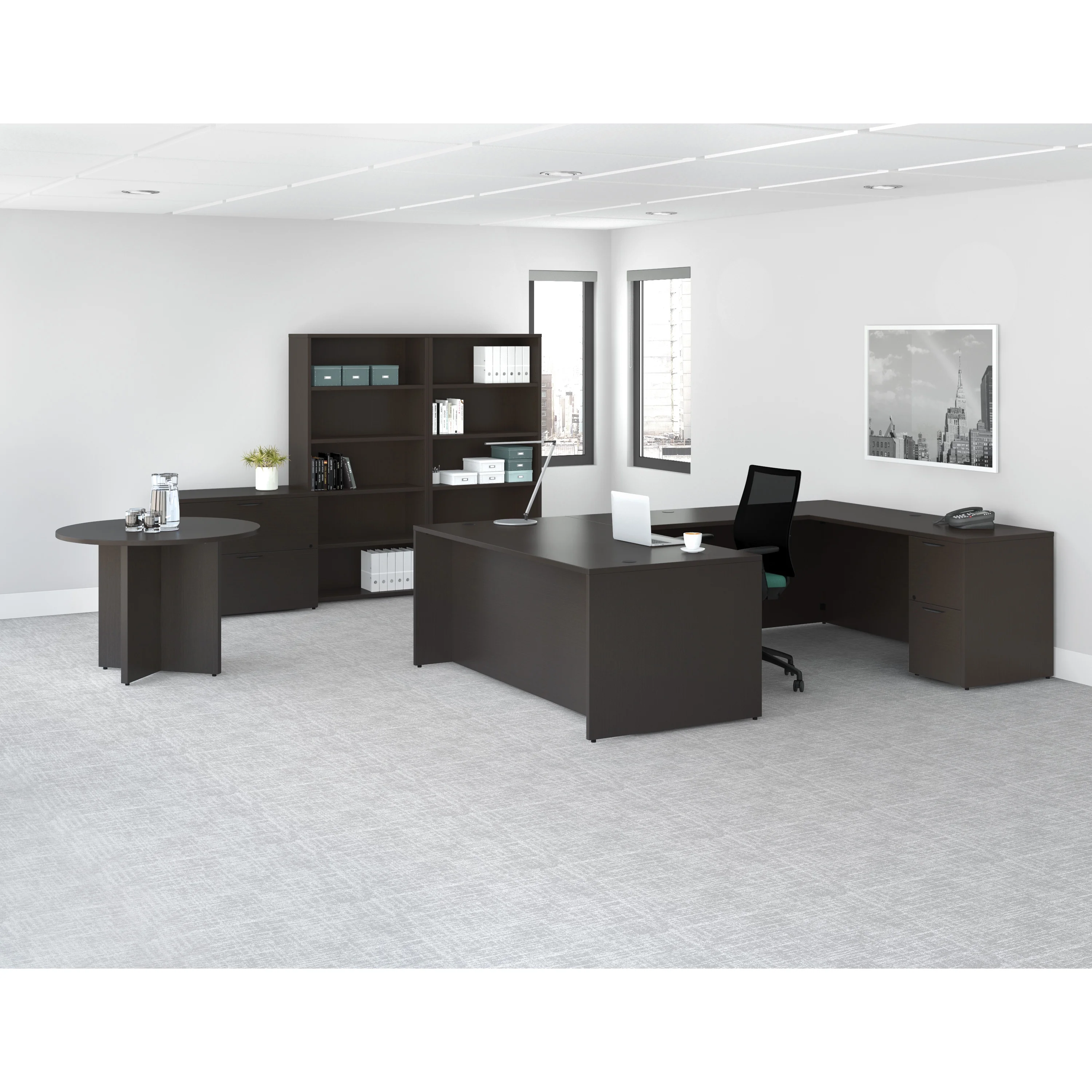 Lorell PL2236ES Prominence 2.0 Espresso Laminate Lateral File - 2-Drawer