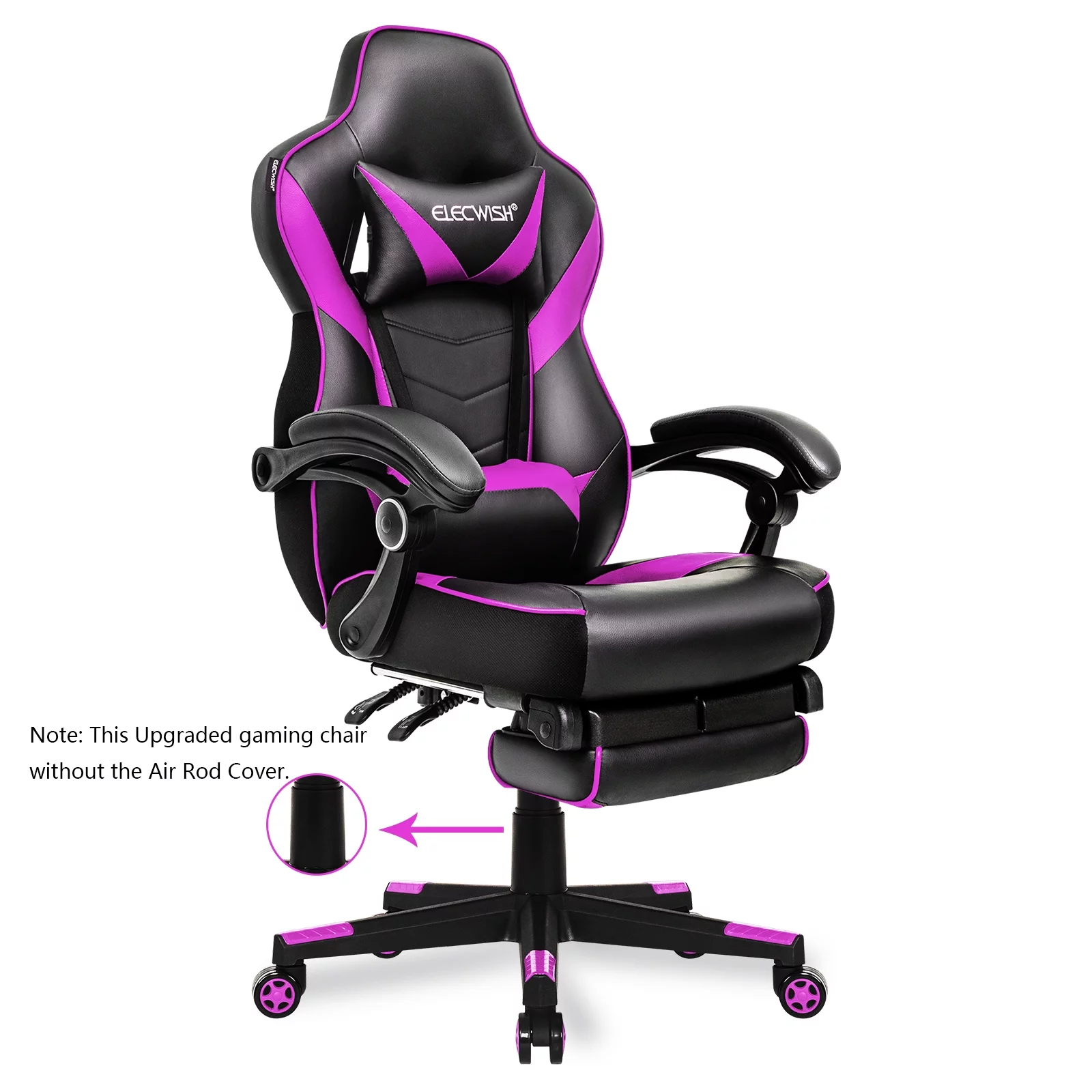 ELECWISH Ergonomic & Lumbar Support Gaming Chair Rocker, Purple