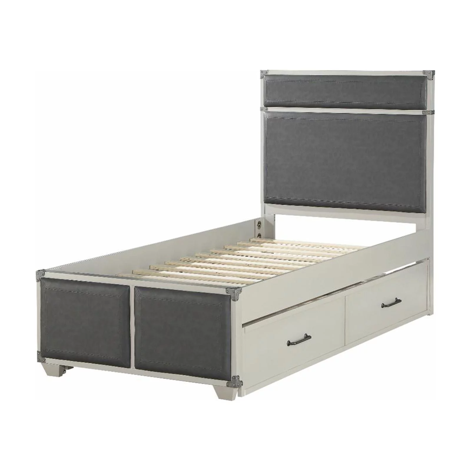 ACME Orchest Faux Leather Upholstered Twin Panel Bed in Gray