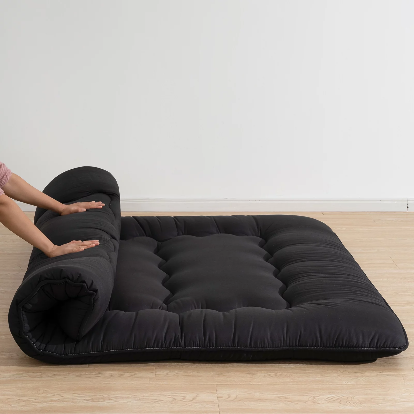 Futon Mattress Japanese Floor Mattress Thicken Futon Sleeping Pad for Guest,Lounger and Tavel,Black,Twin Size